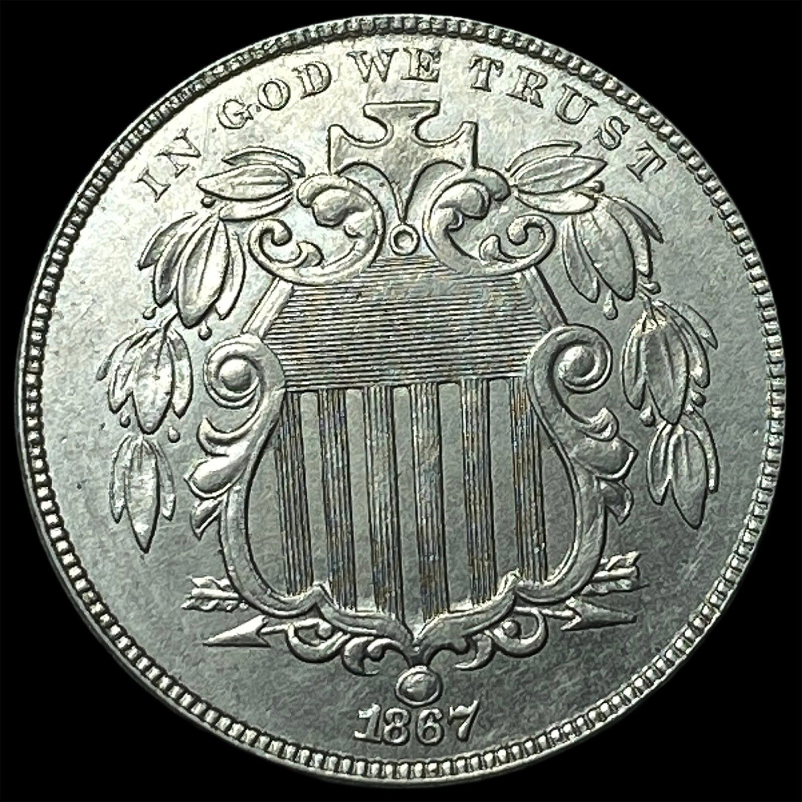 1867 Shield Nickel CLOSELY UNCIRCULATED (1 of 2)