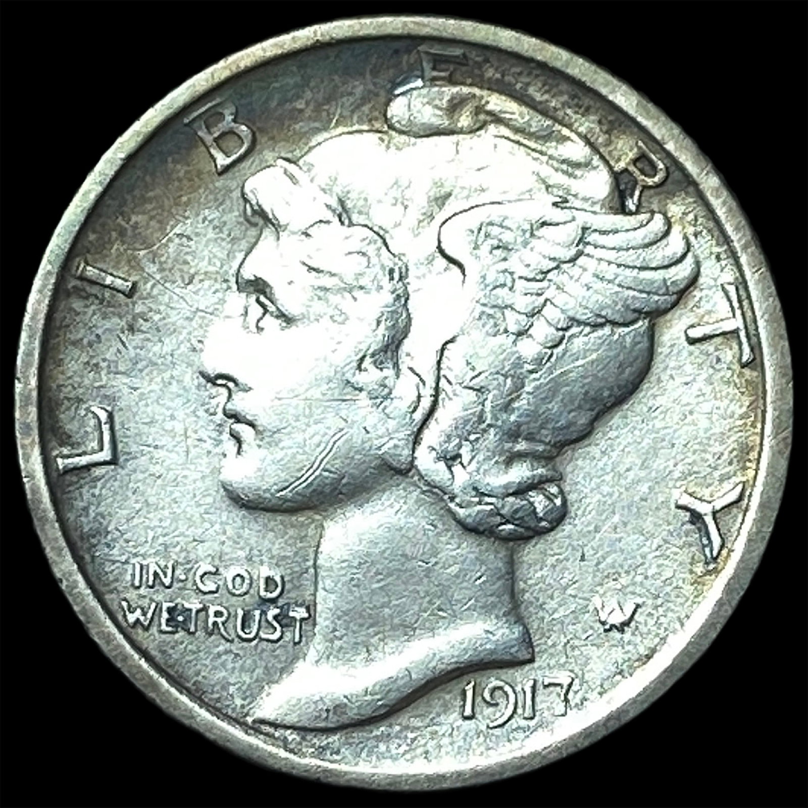 1917-S Silver Mercury Dime CLOSELY UNCIRCULATED: 1917-S Silver Mercury Dime CLOSELY UNCIRCULATED