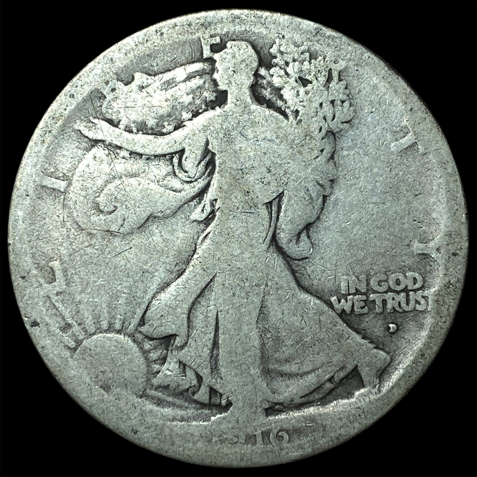 1916-D Silver Walking Liberty Half Dollar NICELY CIRCULATED: 1916-D Silver Walking Liberty Half Dollar NICELY CIRCULATED