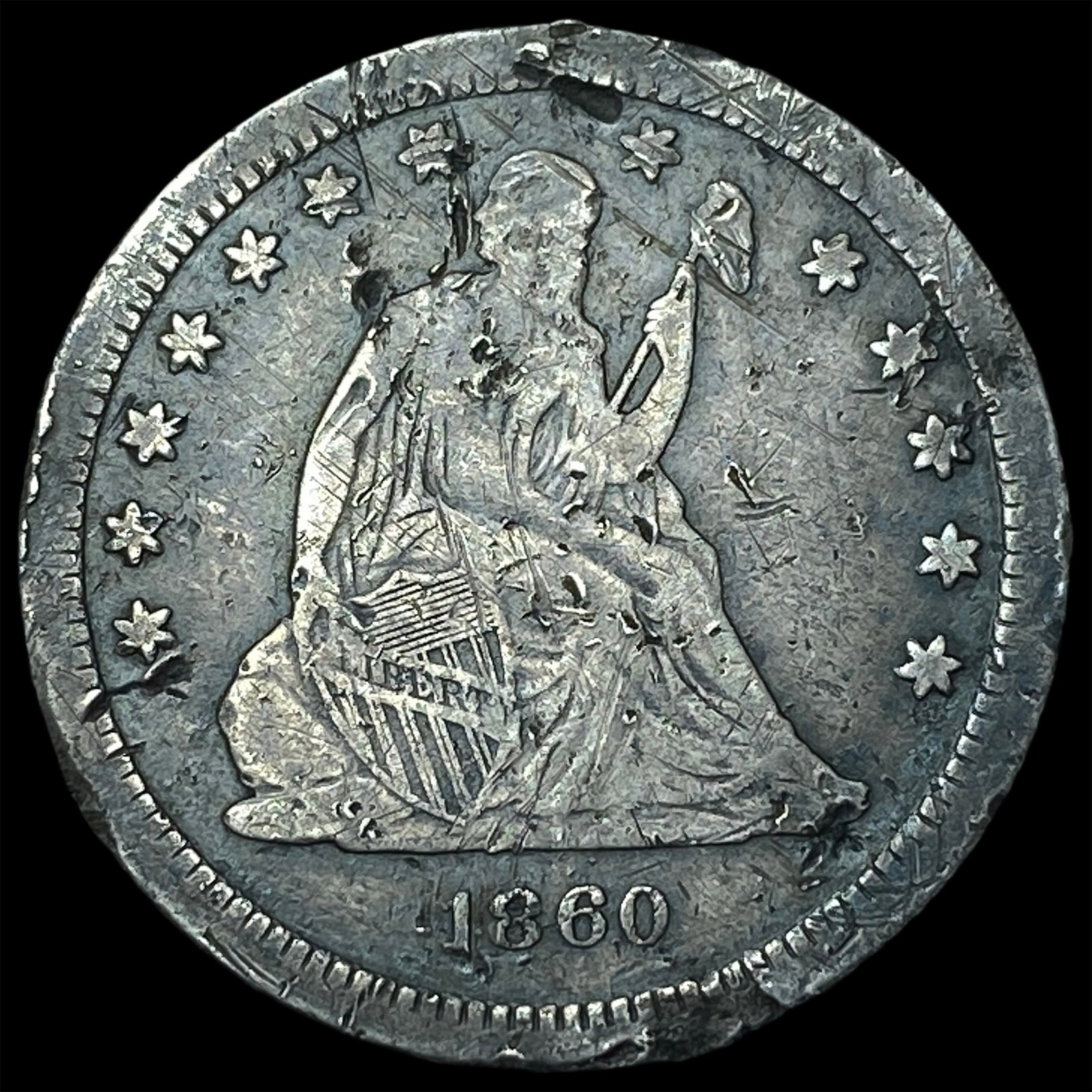1860-S Silver Seated Liberty Quarter HIGH GRADE: 1860-S Silver Seated Liberty Quarter HIGH GRADE