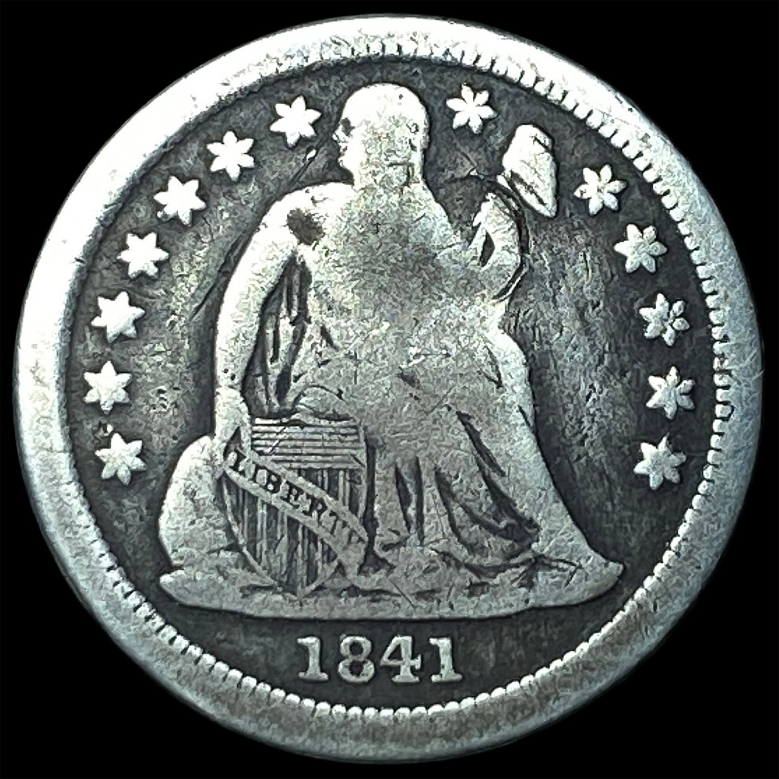 1841-O Silver Seated Liberty Dime NICELY CIRCULATED (1 of 2)