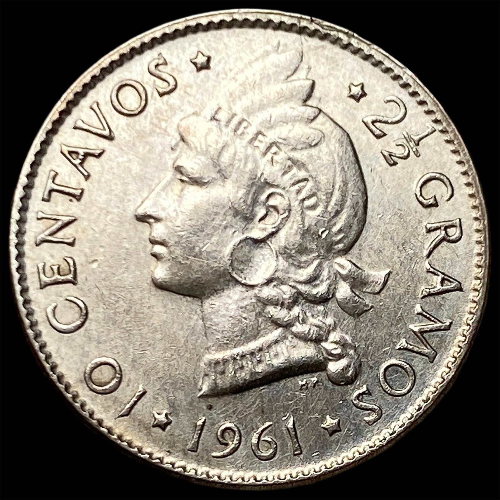 1961 Dominican Republic Silver 10 Centavos (1 of 2)