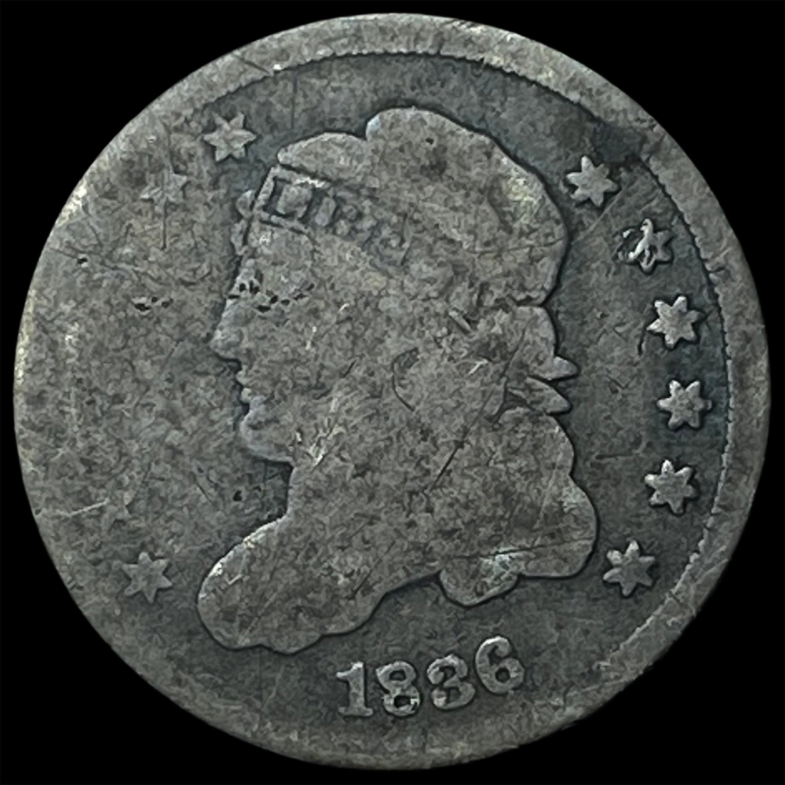 1836 Capped Bust Half Dime NICELY CIRCULATED: 1836 Capped Bust Half Dime NICELY CIRCULATED
