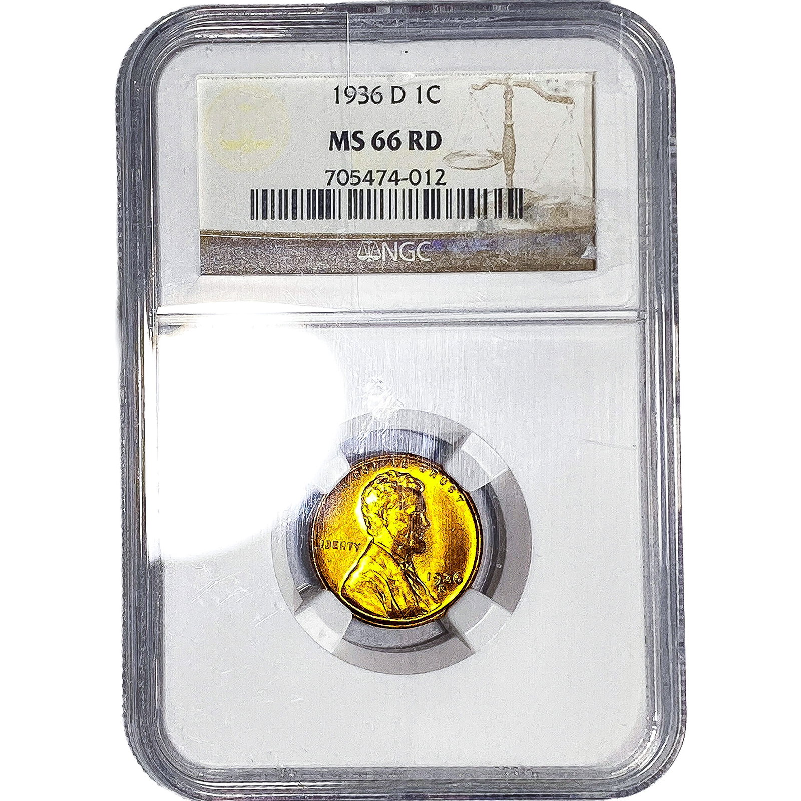 1936-D Wheat Cent NGC MS66 RD: 1936-D Wheat Cent NGC MS66 RD