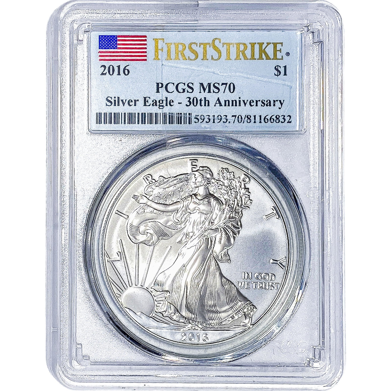 2016 Silver Eagle PCGS MS70: 2016 Silver Eagle PCGS MS70