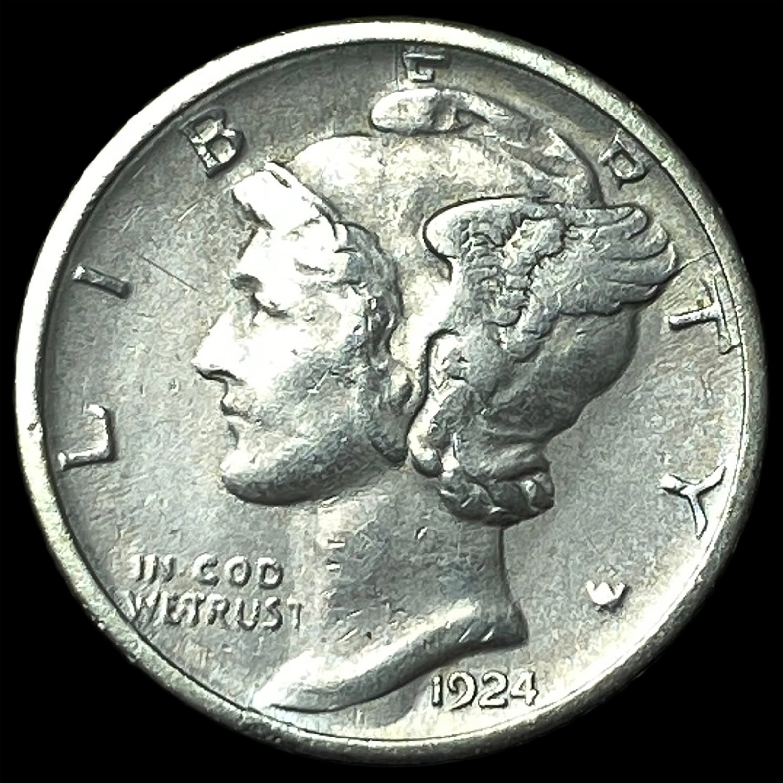 1924-S Silver Mercury Dime CLOSELY UNCIRCULATED: 1924-S Silver Mercury Dime CLOSELY UNCIRCULATED