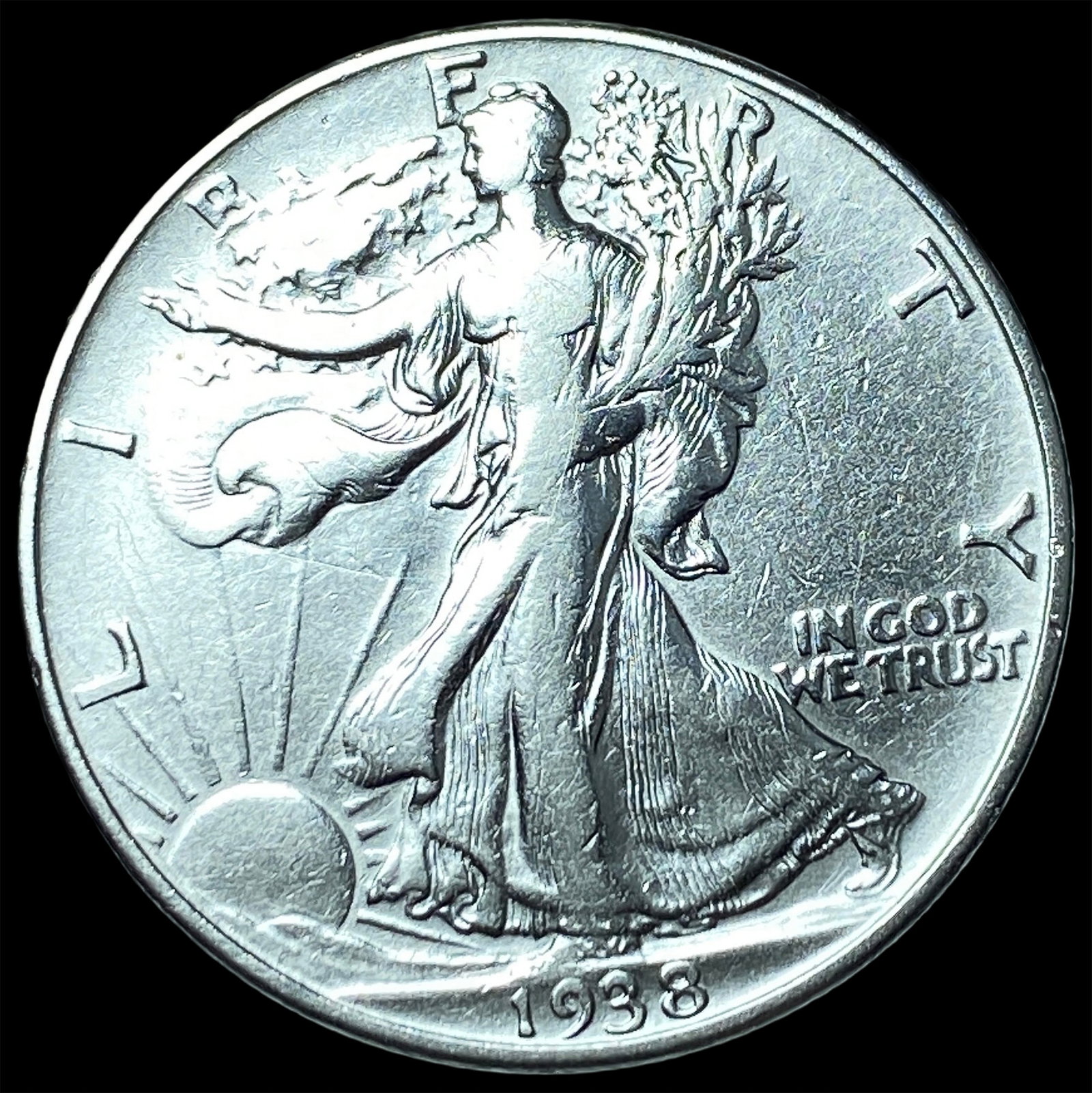 1938-D Silver Walking Liberty Half Dollar NEARLY UNCIRCULATED: 1938-D Silver Walking Liberty Half Dollar NEARLY UNCIRCULATED