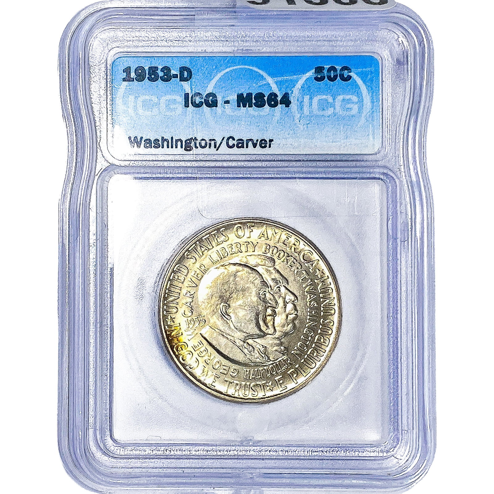 1953-D Washington Carver Half Dollar ICG MS64: 1953-D Washington Carver Half Dollar ICG MS64