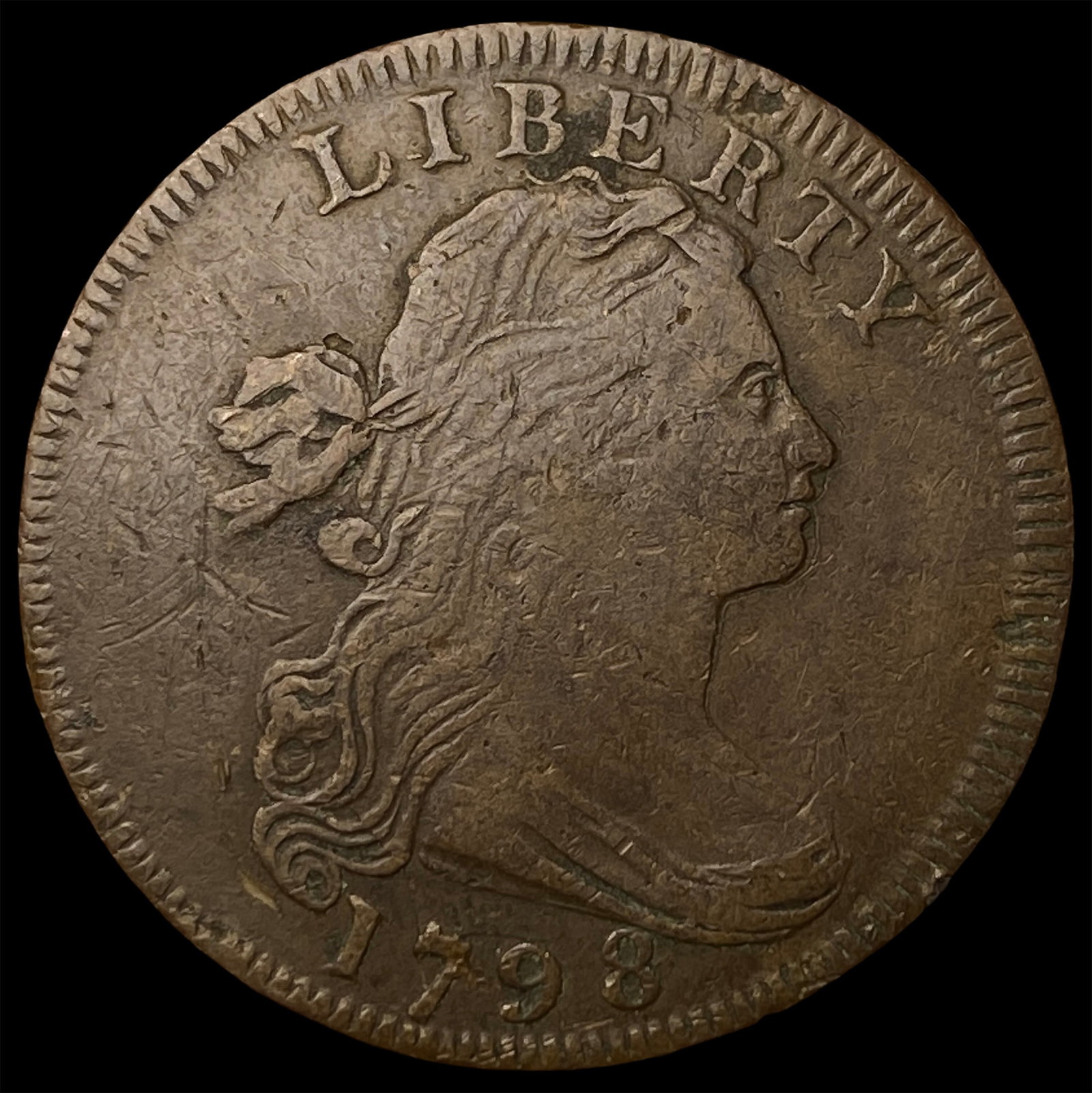 1798 Large Cent Draped Bust LIGHTLY CIRCULATED: 1798 Large Cent Draped Bust LIGHTLY CIRCULATED