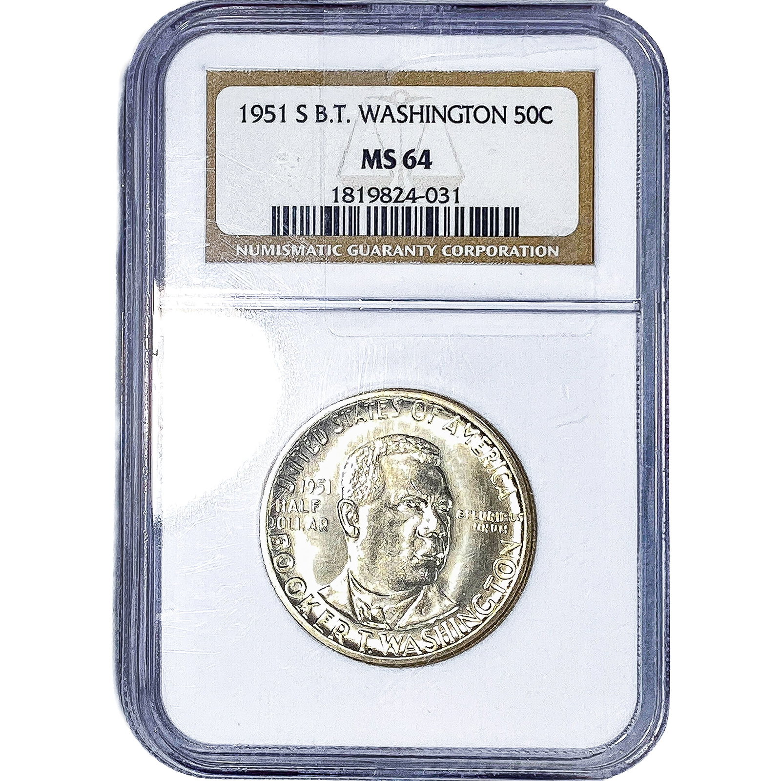 1951-S Booker T Half Dollar NGC MS64: 1951-S Booker T Half Dollar NGC MS64
