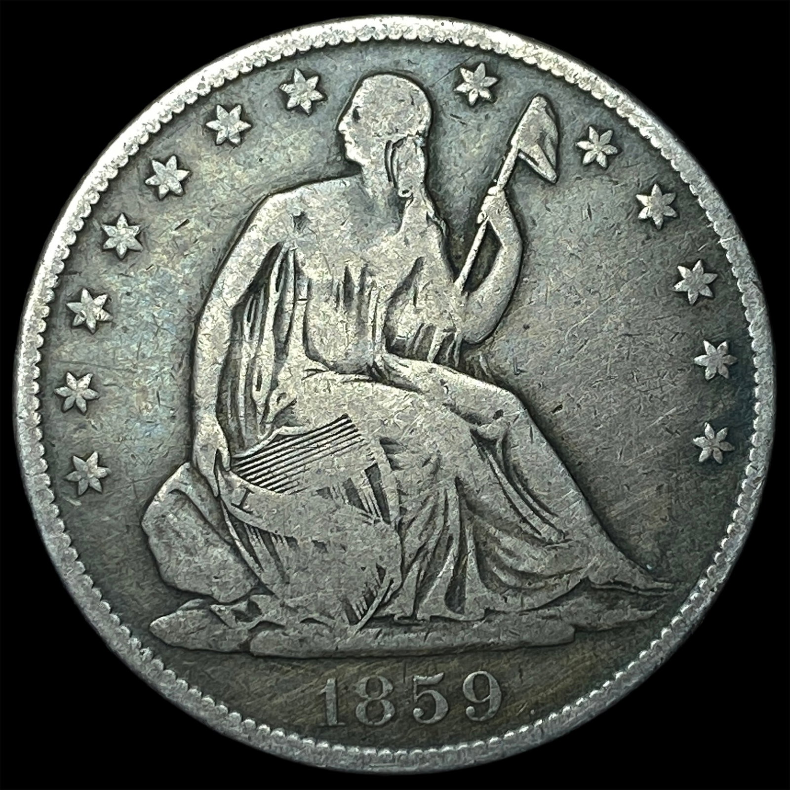 1859-O Silver Half Dollar LIGHTLY CIRCULATED: 1859-O Silver Half Dollar LIGHTLY CIRCULATED