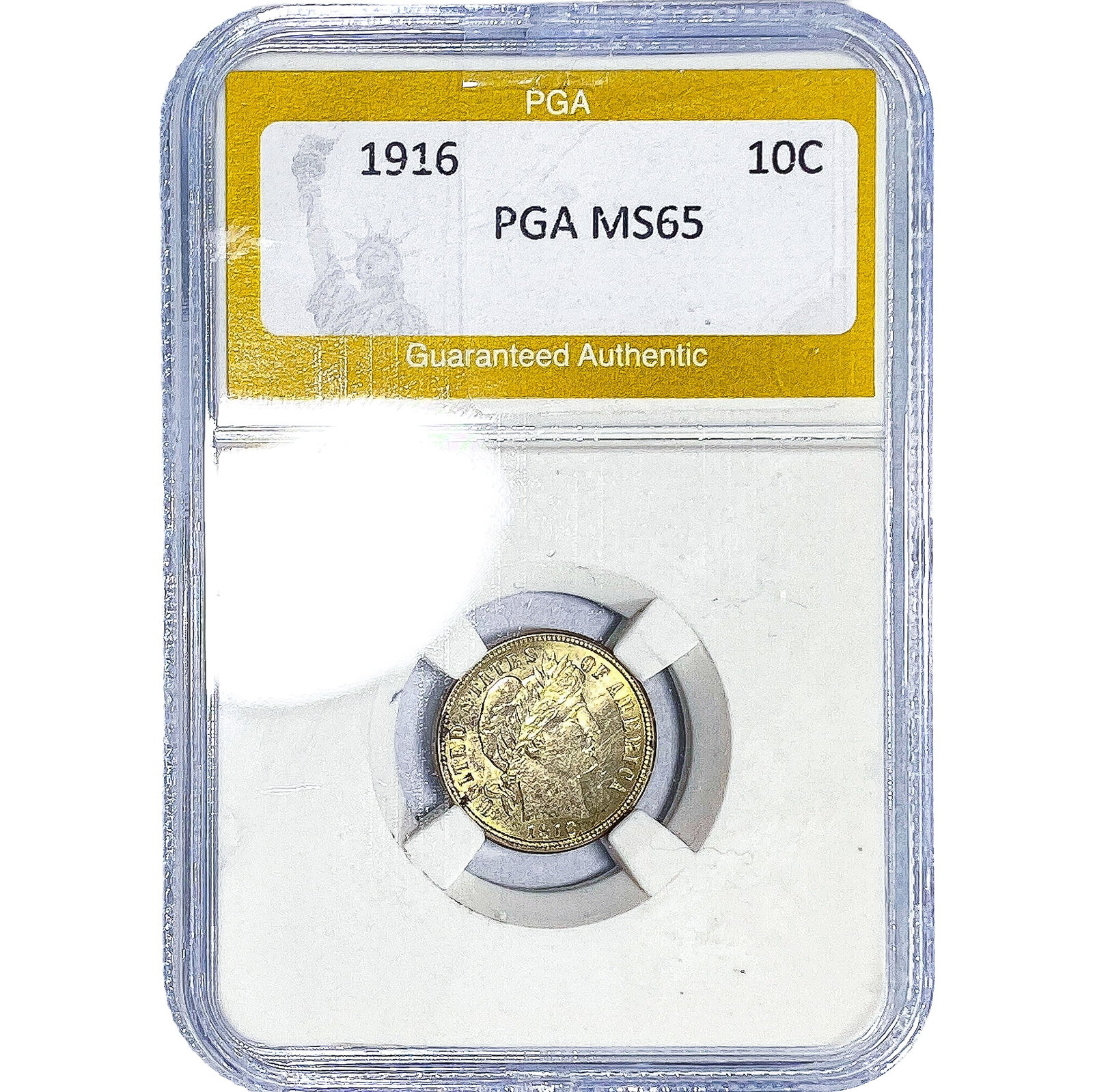 1916 Barber Dime PGA MS65: 1916 Barber Dime PGA MS65