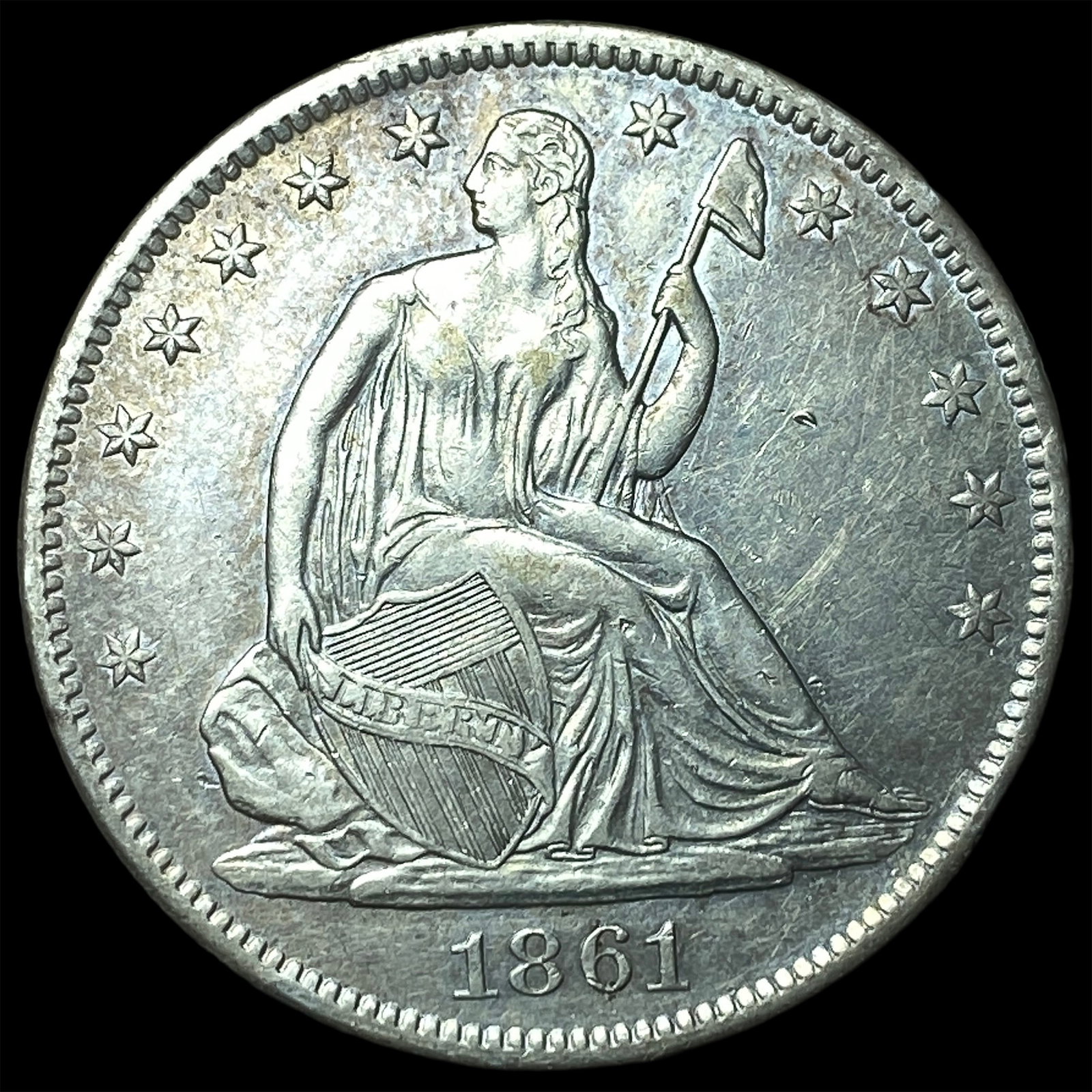 1861-S Silver Half Dollar CLOSELY UNCIRCULATED: 1861-S Silver Half Dollar CLOSELY UNCIRCULATED