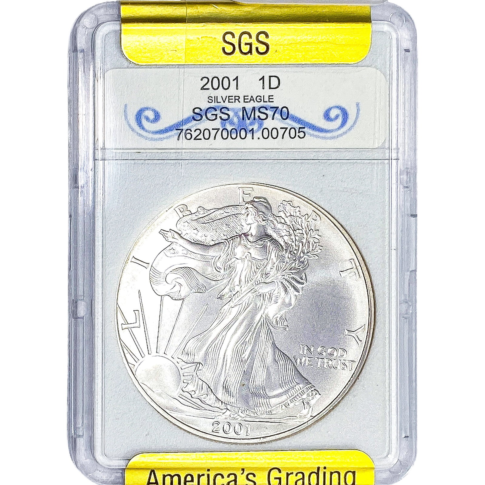 2001 Silver Eagle SGS MS70 (1 of 2)