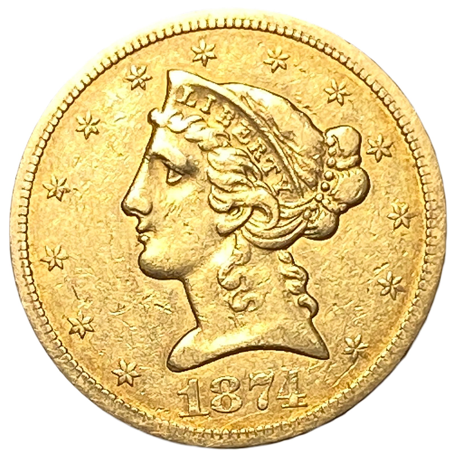 1874-S $5 Gold Half Eagle: 1874-S $5 Gold Half Eagle
