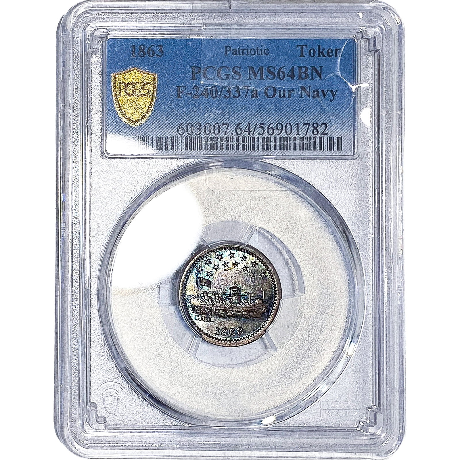 1863 Patriotic Token Our Navy PCGS MS64 BN (1 of 2)