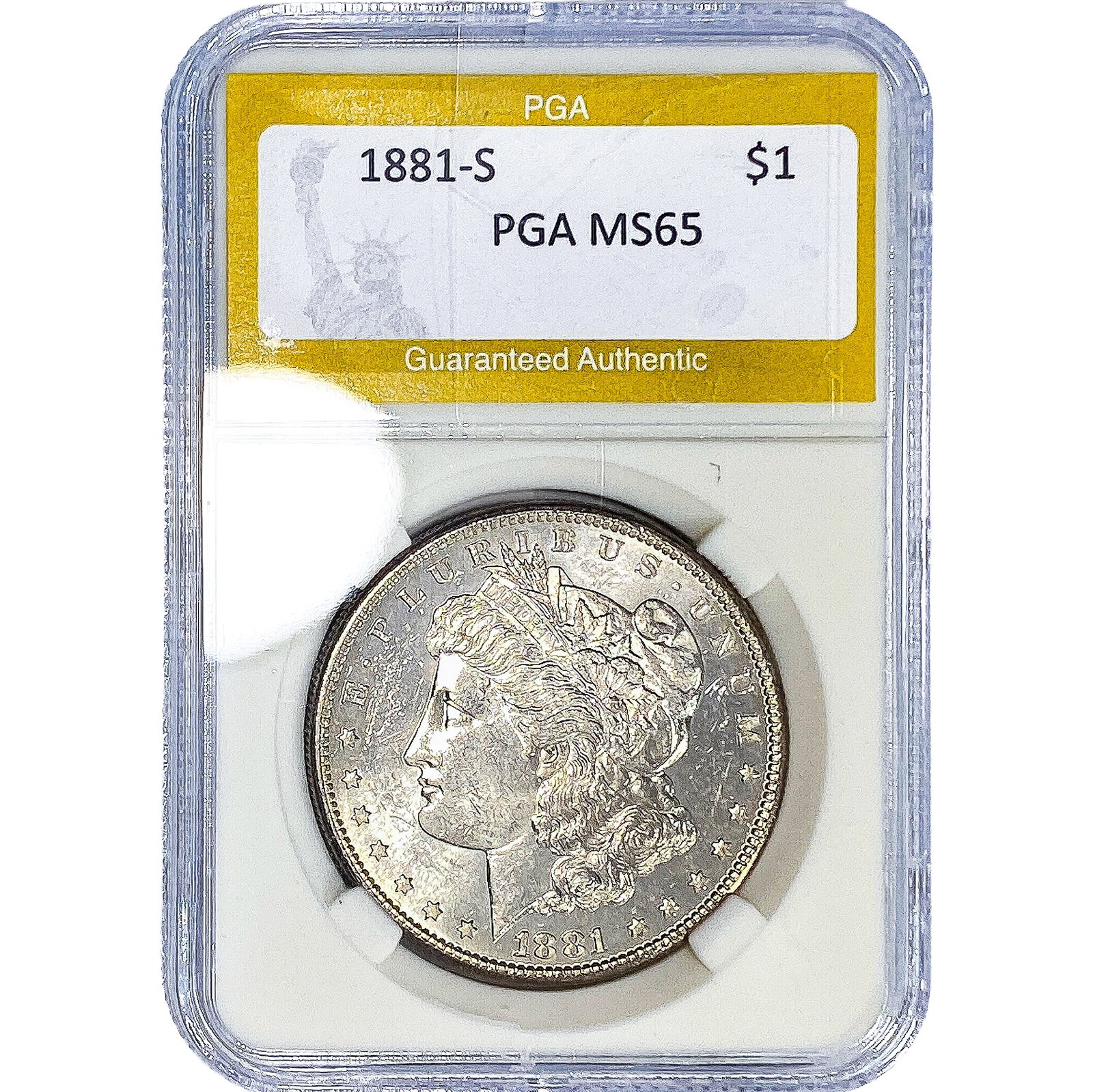 1881-S Morgan Silver Dollar PGA MS65: 1881-S Morgan Silver Dollar PGA MS65