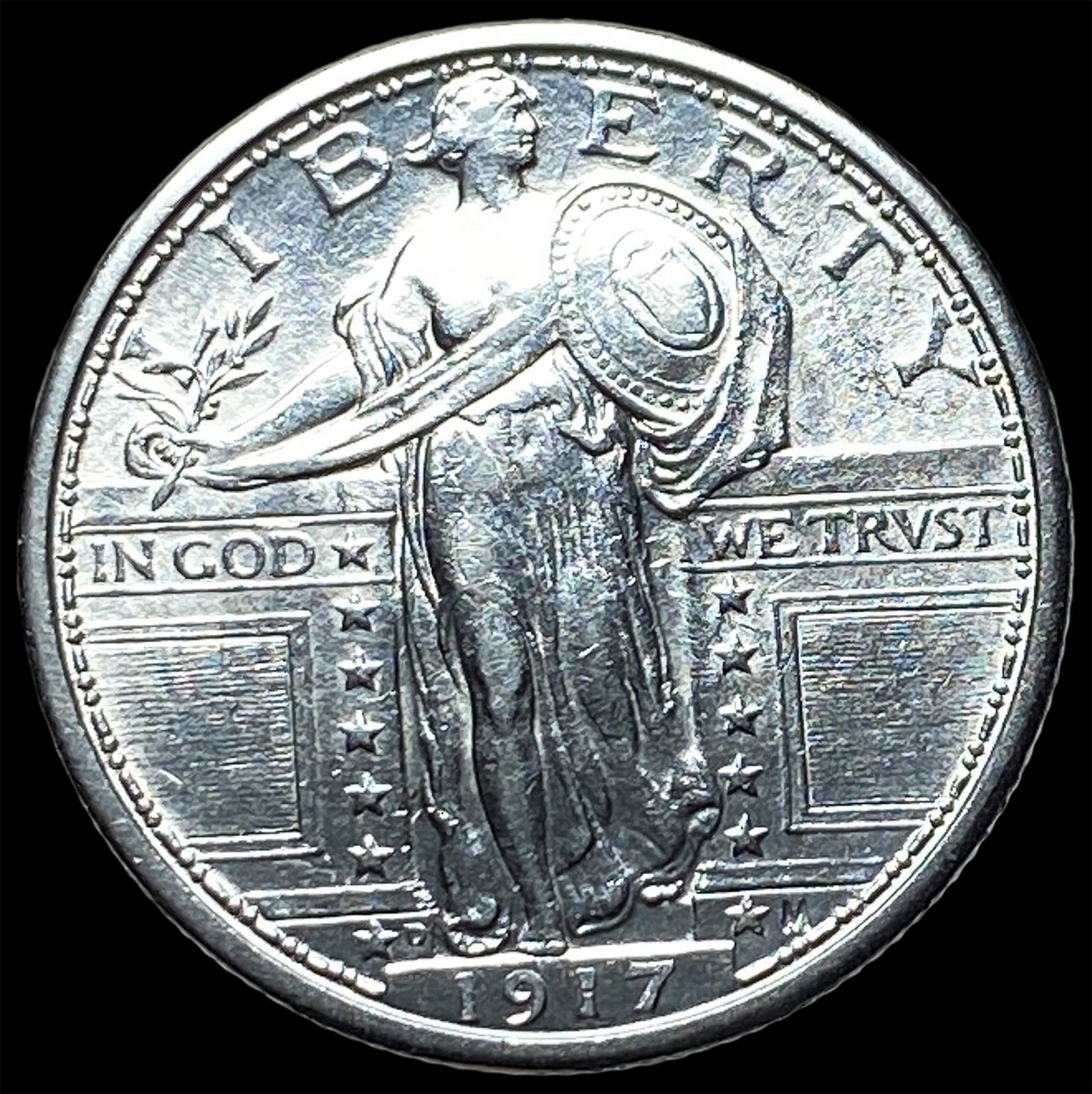 1917-D Type 1 Standing Liberty Quarter CHOICE AU: 1917-D Type 1 Standing Liberty Quarter CHOICE AU