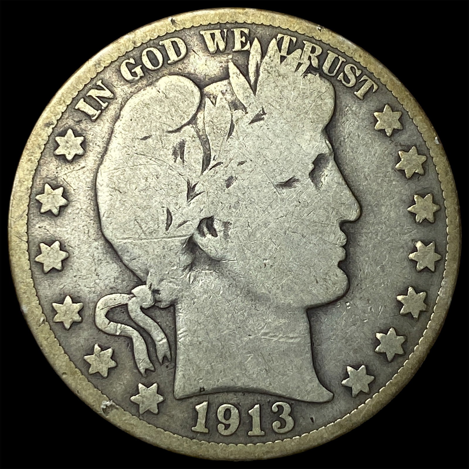 1913-S Silver Barber Half Dollar NICELY CIRCULATED (1 of 2)