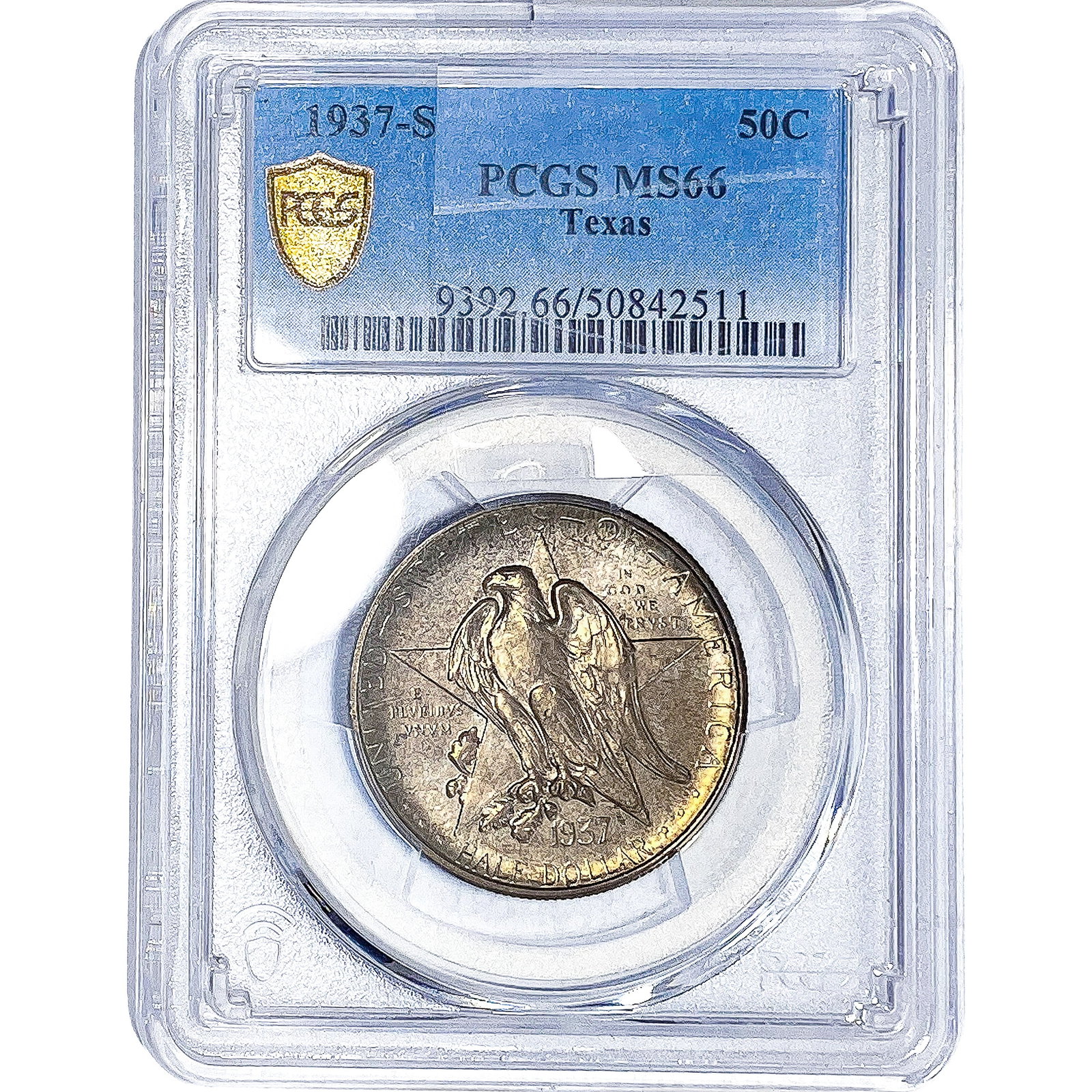 1937-S Texas Half Dollar PCGS MS66: 1937-S Texas Half Dollar PCGS MS66