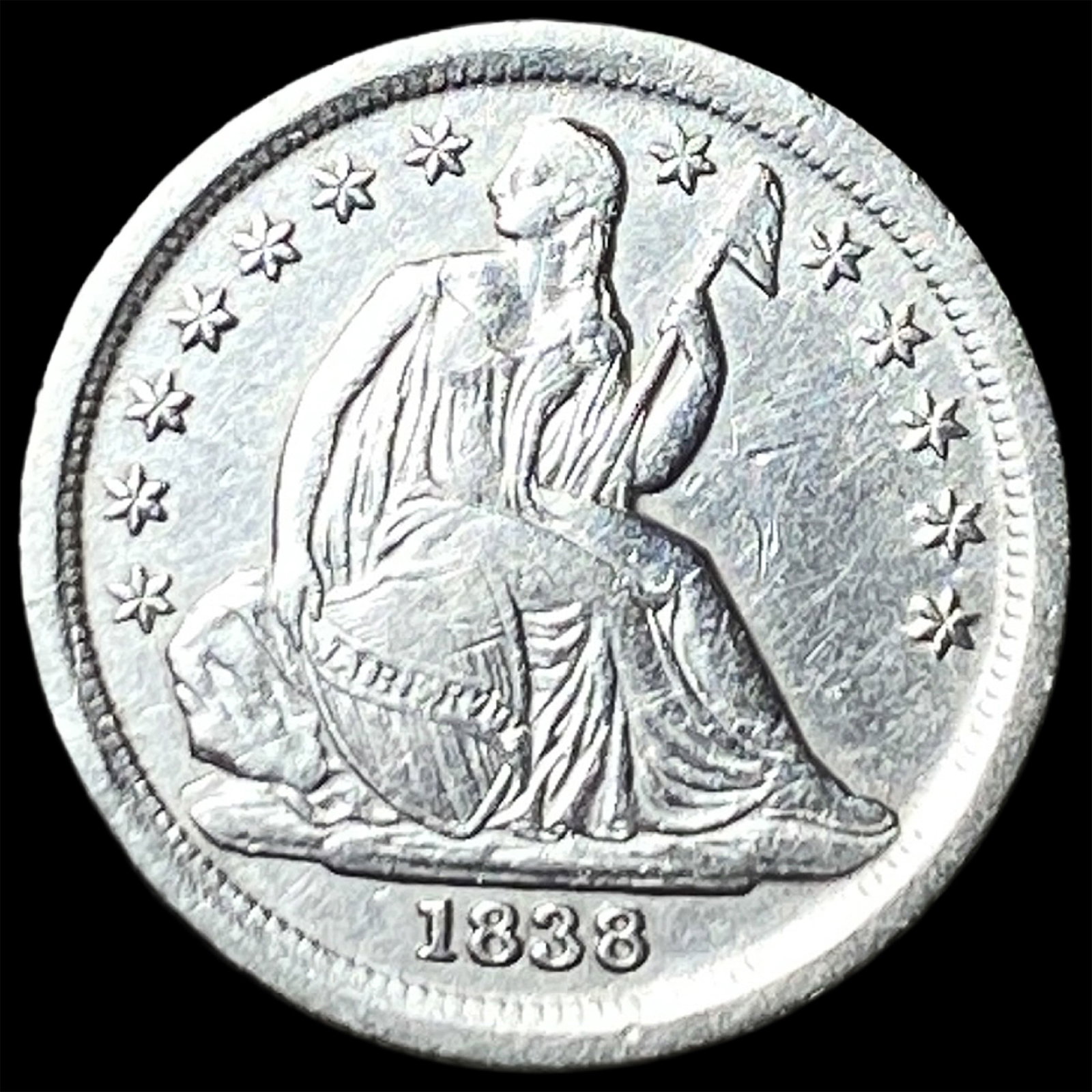 1838 Silver Seated Liberty Dime UNCIRCULATED: 1838 Silver Seated Liberty Dime UNCIRCULATED
