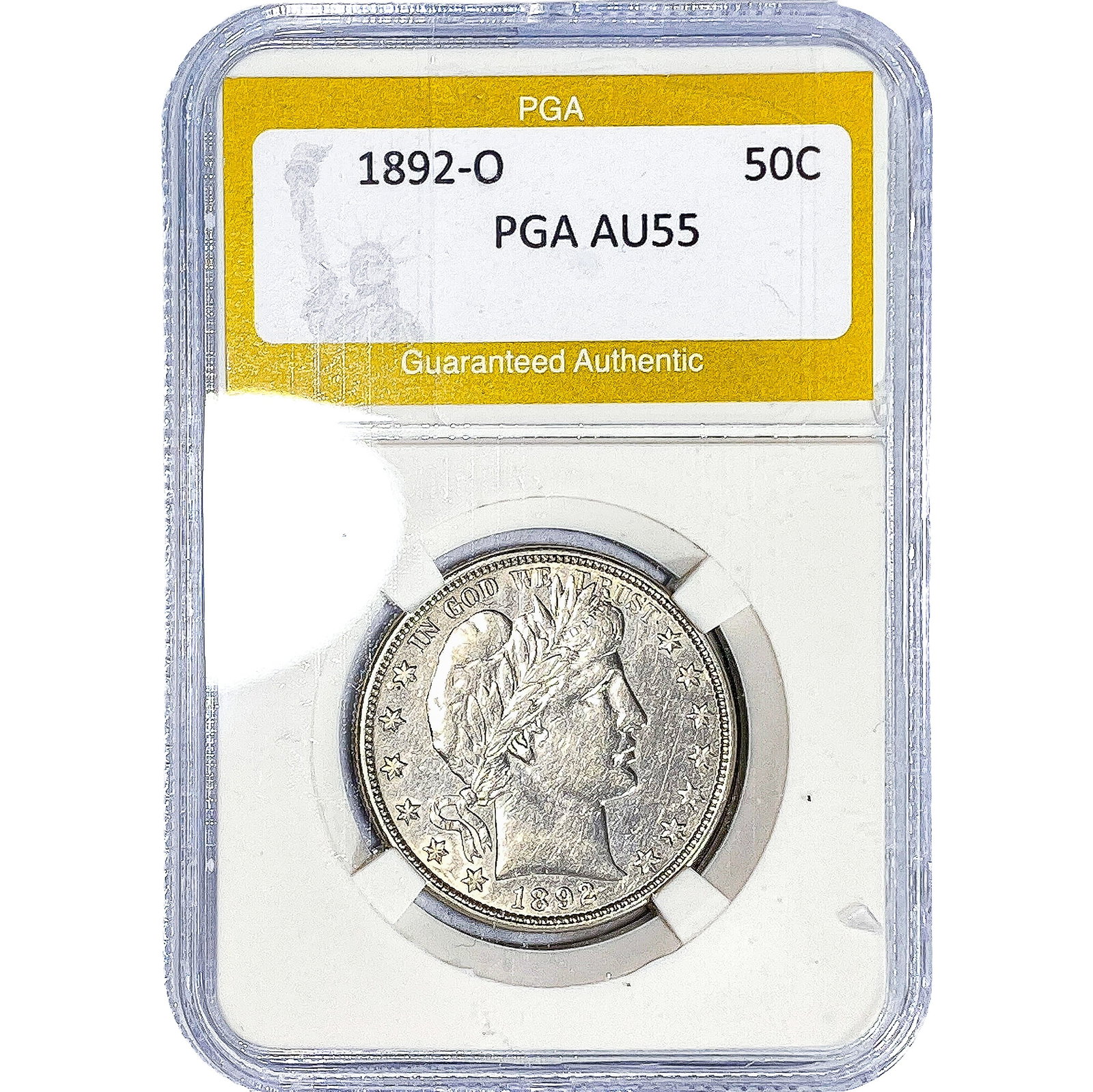 1892-O Barber Half Dollar PGA AU55: 1892-O Barber Half Dollar PGA AU55