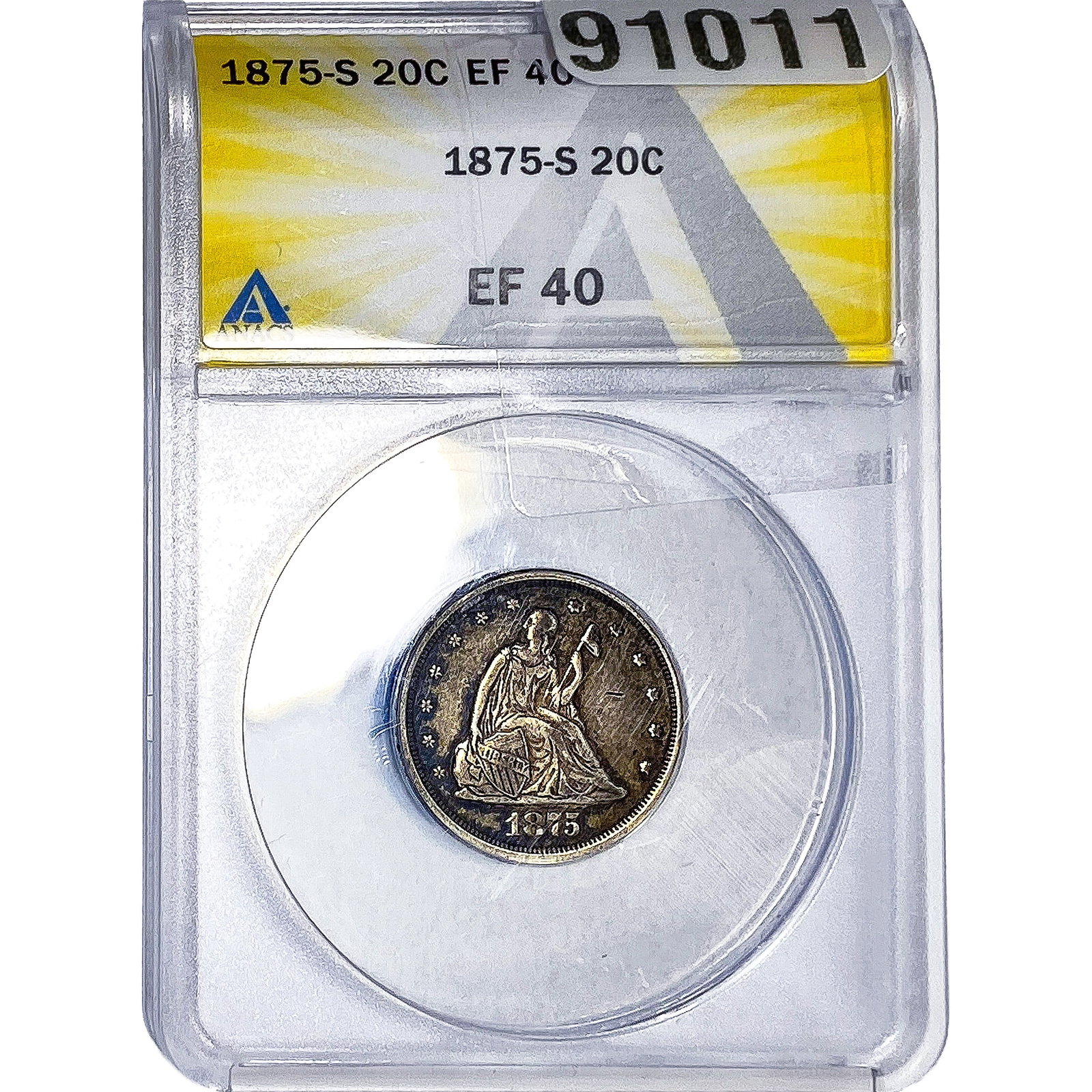 1875-S Twenty Cent Piece ANACS EF40: 1875-S Twenty Cent Piece ANACS EF40