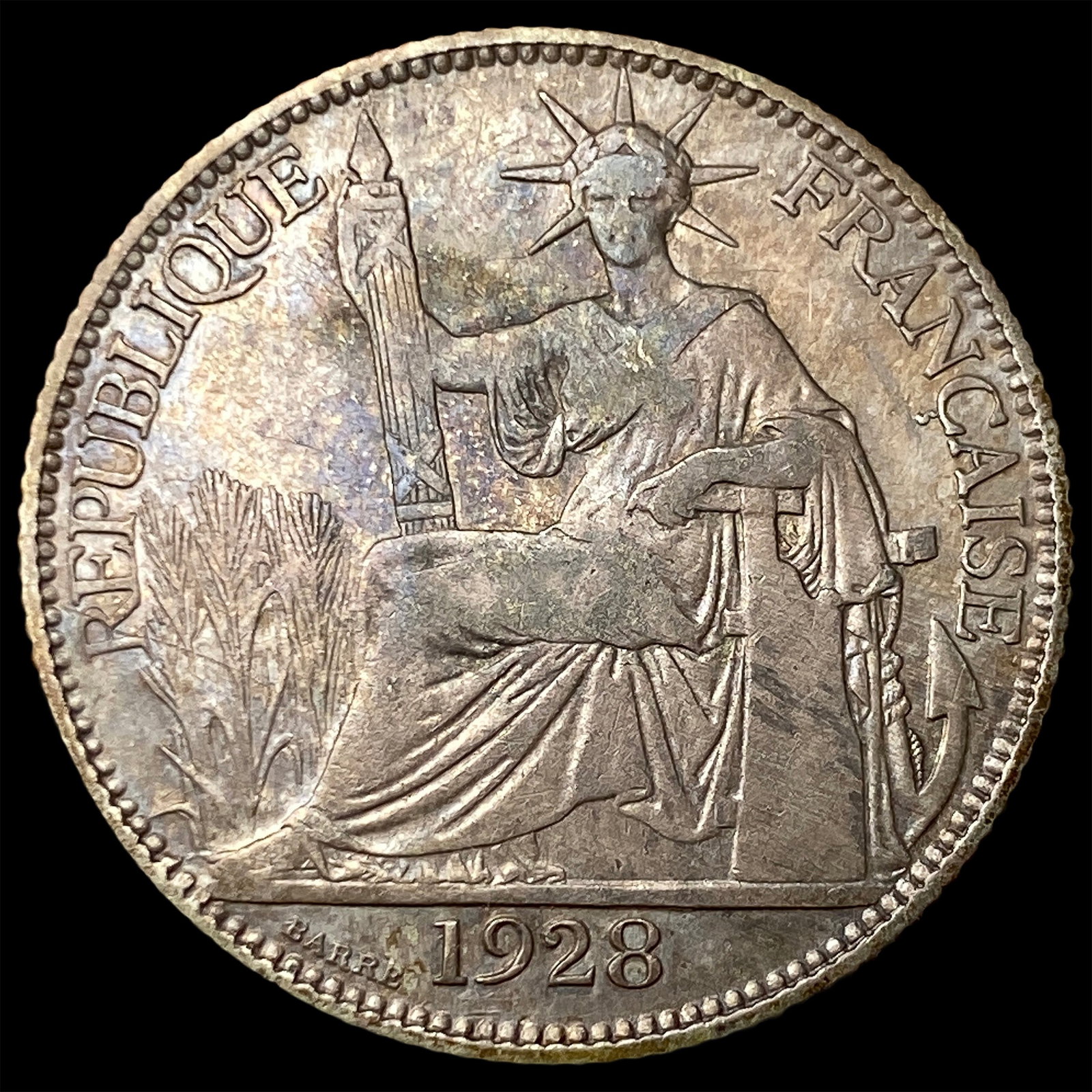 1928A French Indo-China Silver 20 Cents: 1928A French Indo-China Silver 20 Cents