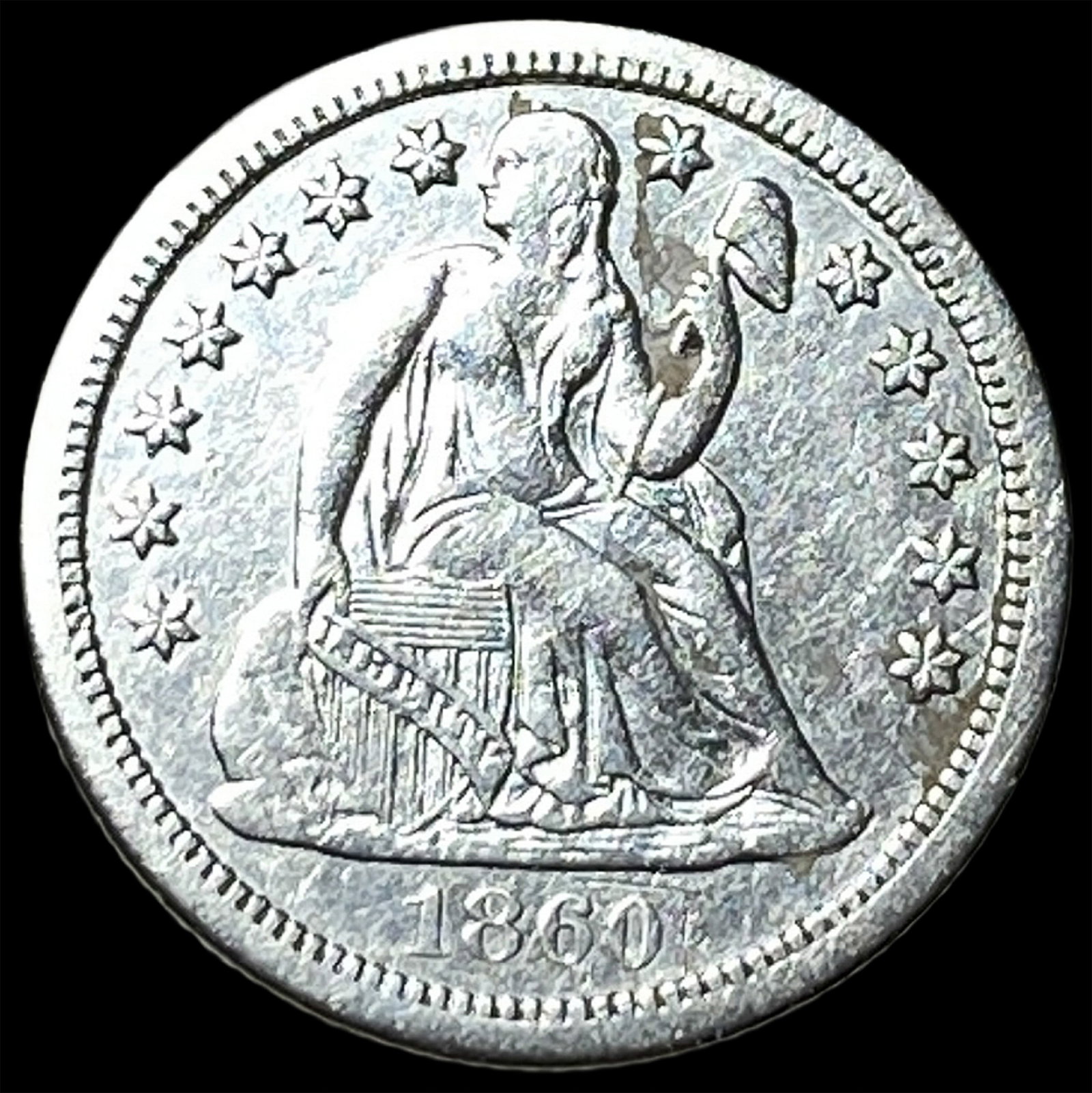 1860-S Silver Seated Liberty Dime CHOICE AU: 1860-S Silver Seated Liberty Dime CHOICE AU