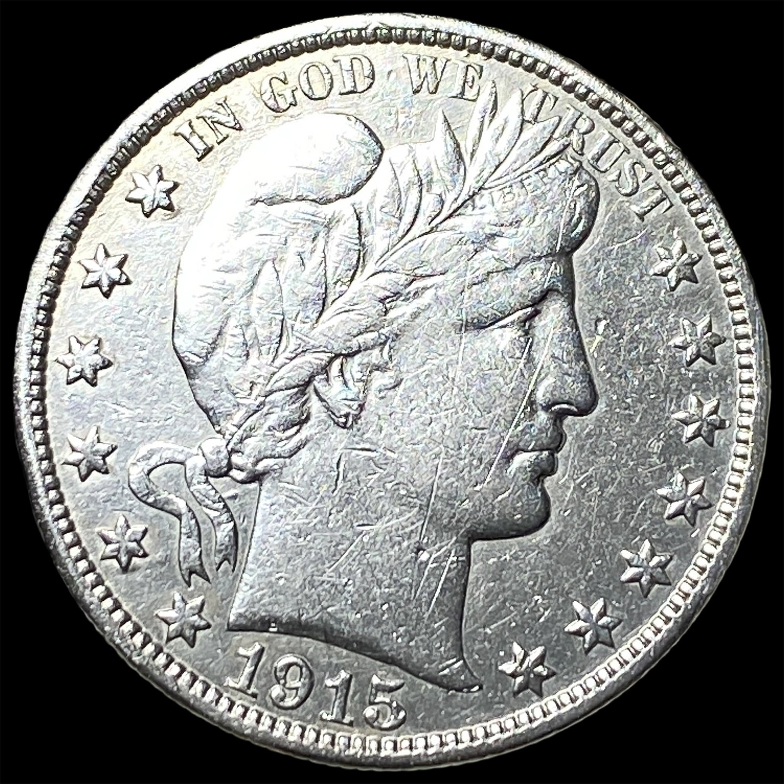 1915-D Silver Barber Half Dollar CLOSELY UNCIRCULATED: 1915-D Silver Barber Half Dollar CLOSELY UNCIRCULATED