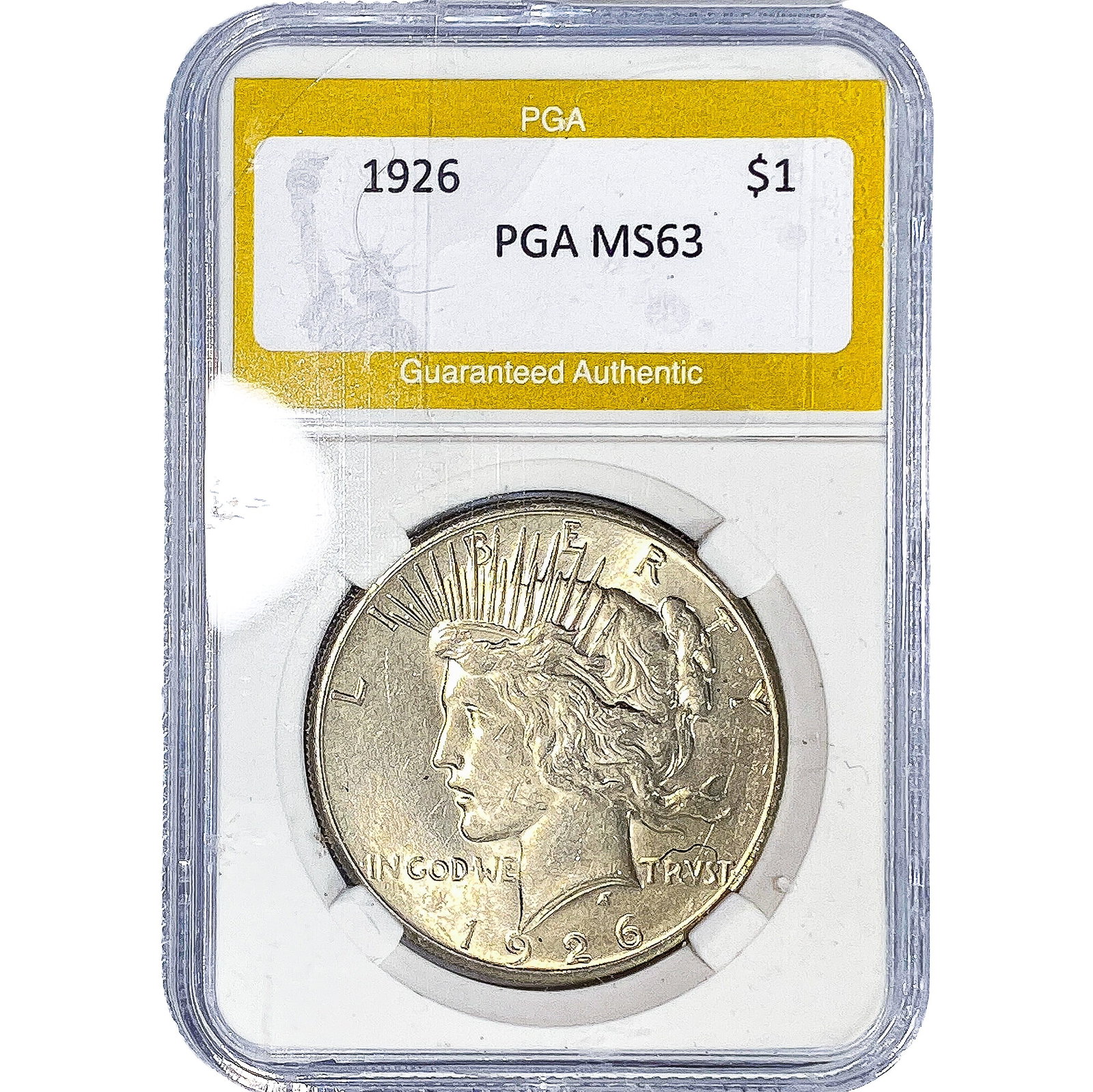 1926 Silver Peace Dollar PGA MS63: 1926 Silver Peace Dollar PGA MS63