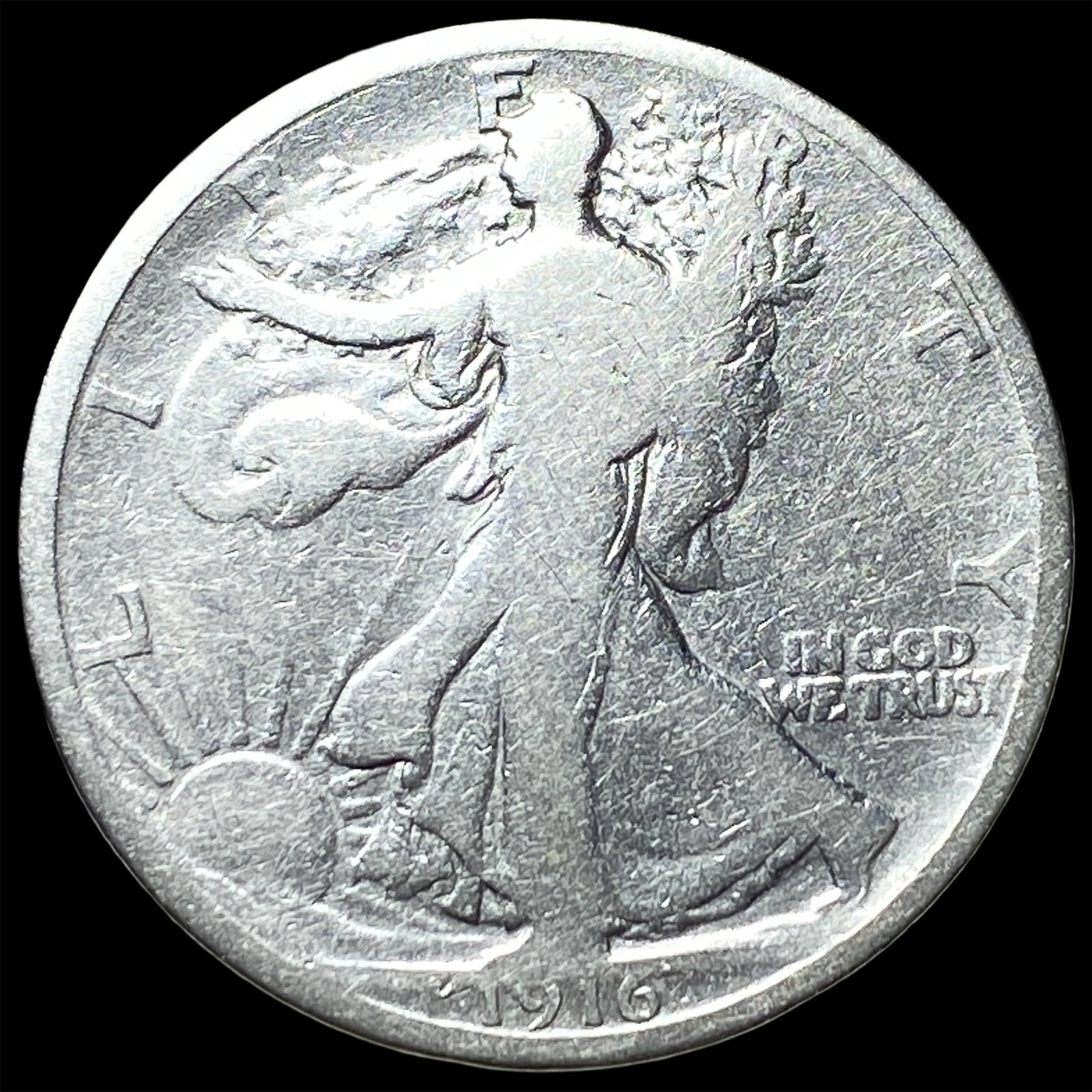 1916 Walking Liberty Half Dollar NICELY CIRCULATED: 1916 Walking Liberty Half Dollar NICELY CIRCULATED