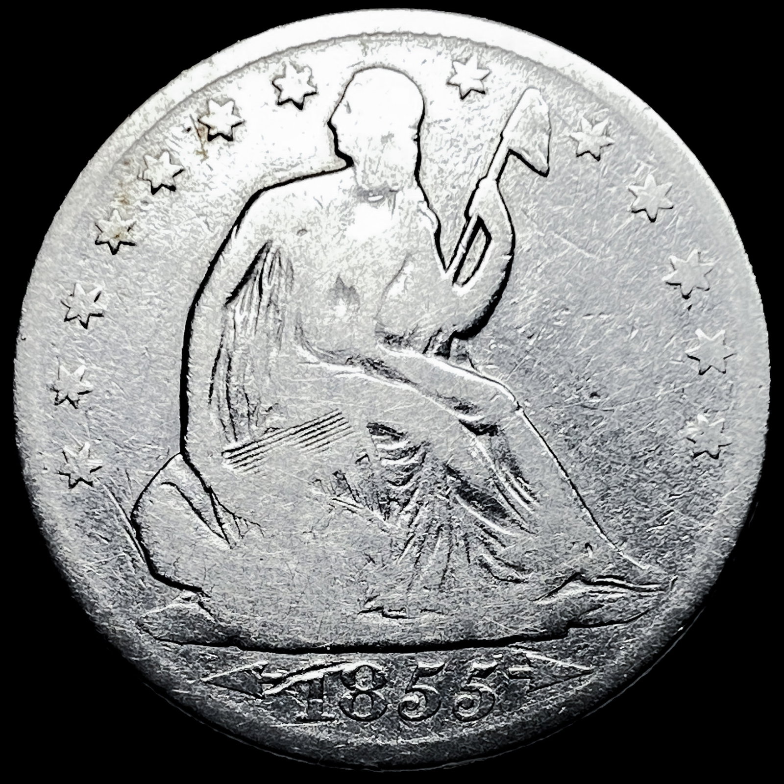 1855-O Silver Seated Liberty Half Dollar LIGHTLY CIRCULATED: 1855-O Silver Seated Liberty Half Dollar LIGHTLY CIRCULATED