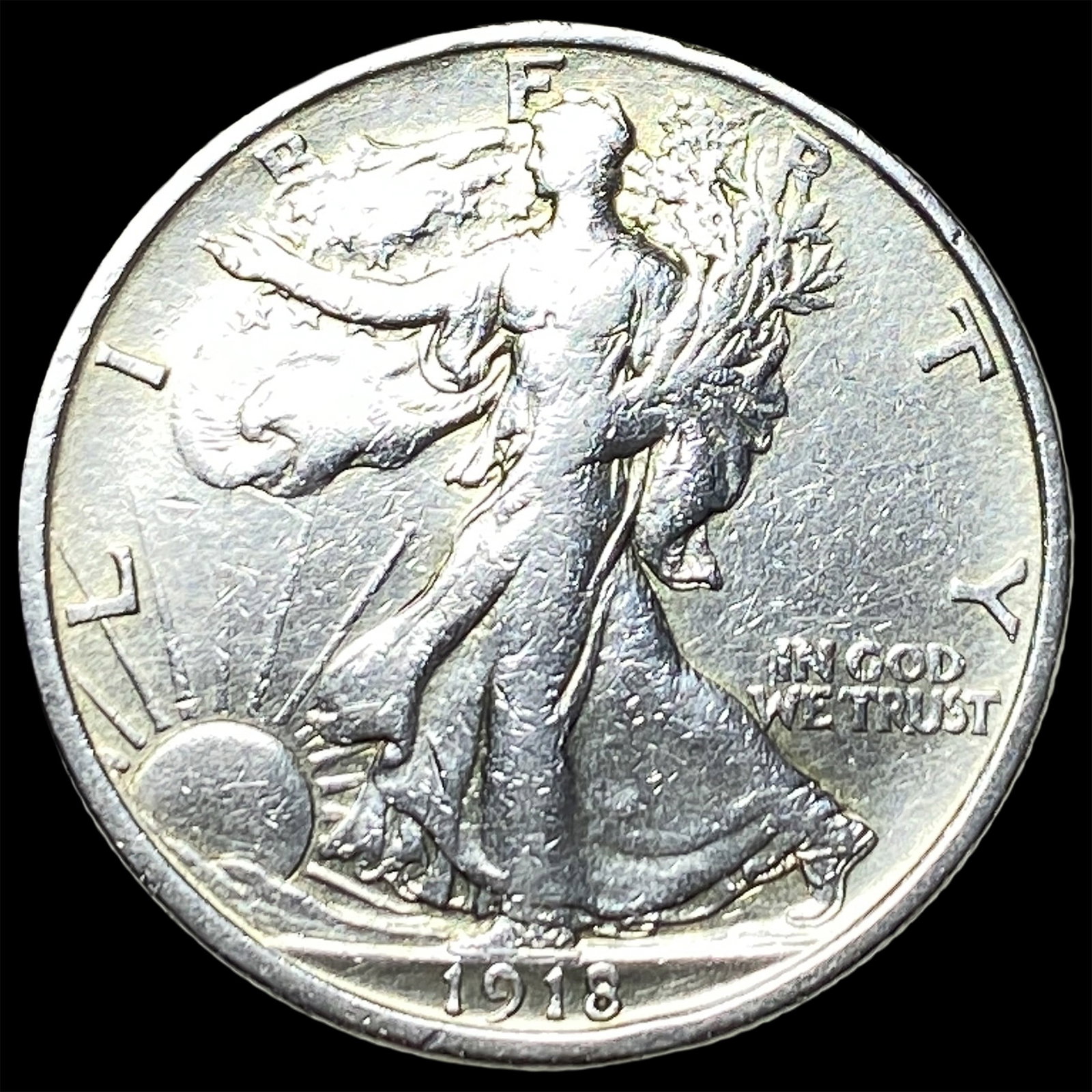 1918-D Walking Liberty Half Dollar NEARLY UNCIRCULATED: 1918-D Walking Liberty Half Dollar NEARLY UNCIRCULATED