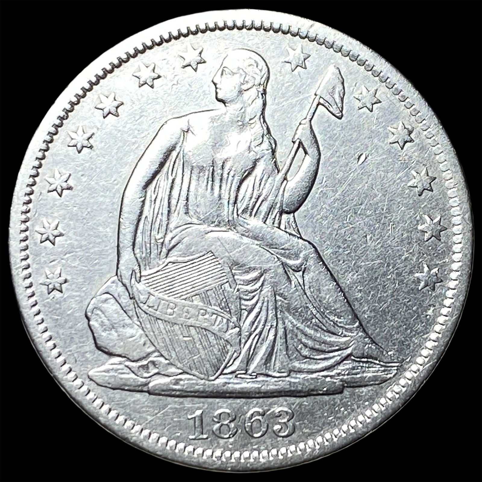 1863-S Silver Seated Liberty Half Dollar UNCIRCULATED (1 of 2)