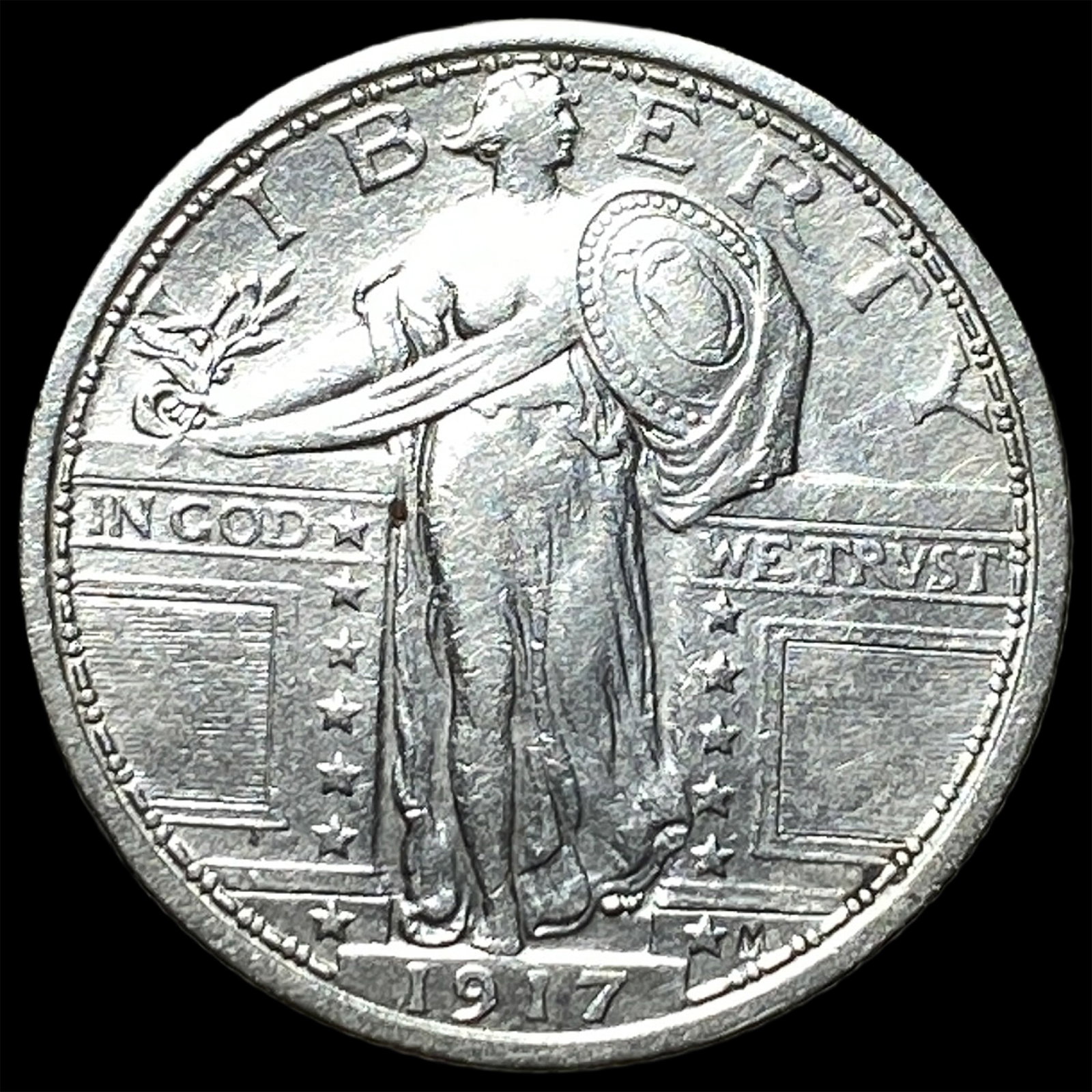 1917 Type 1 Standing Liberty Quarter CHOICE AU: 1917 Type 1 Standing Liberty Quarter CHOICE AU