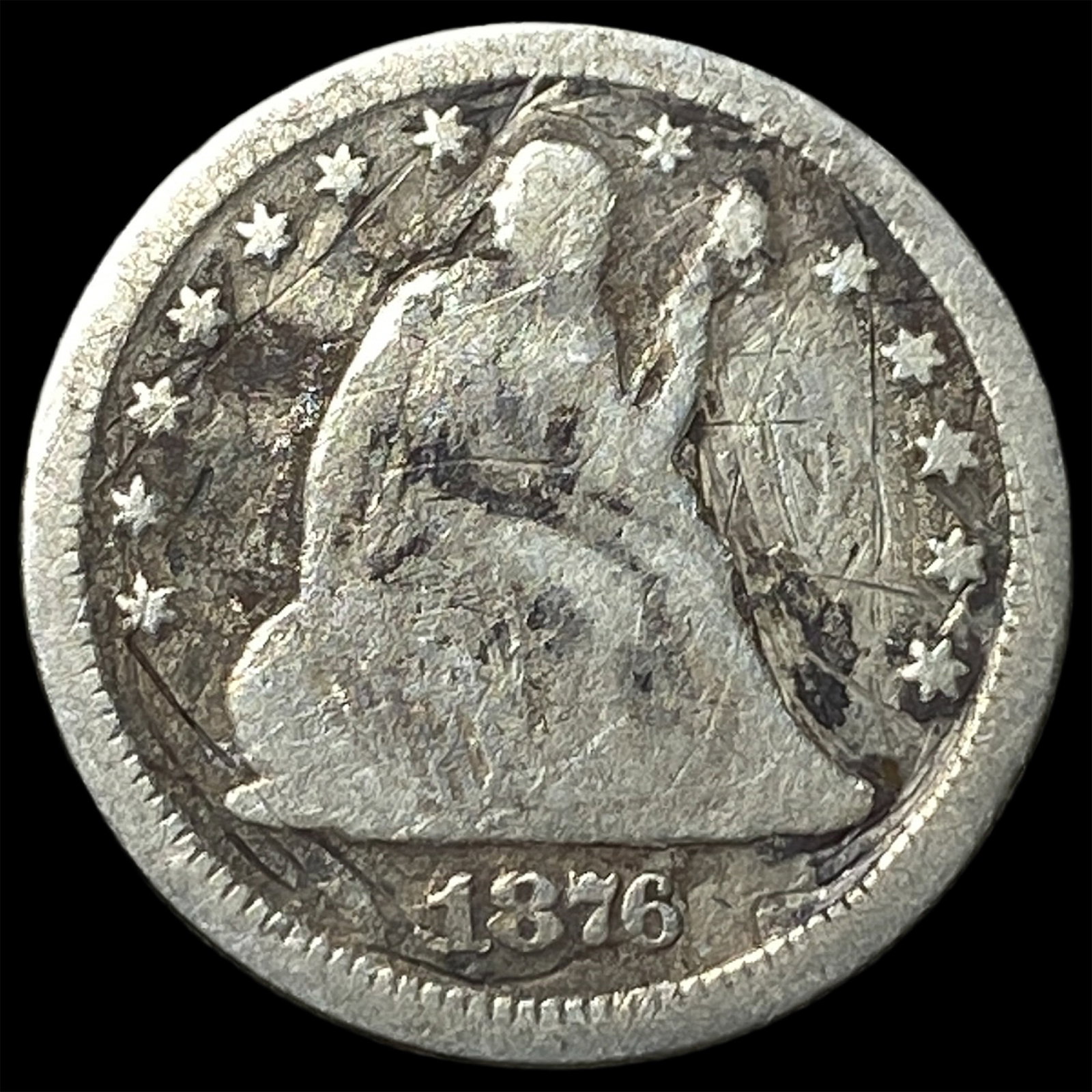 1876-CC Silver Seated Liberty Quarter NICELY CIRCULATED (1 of 2)