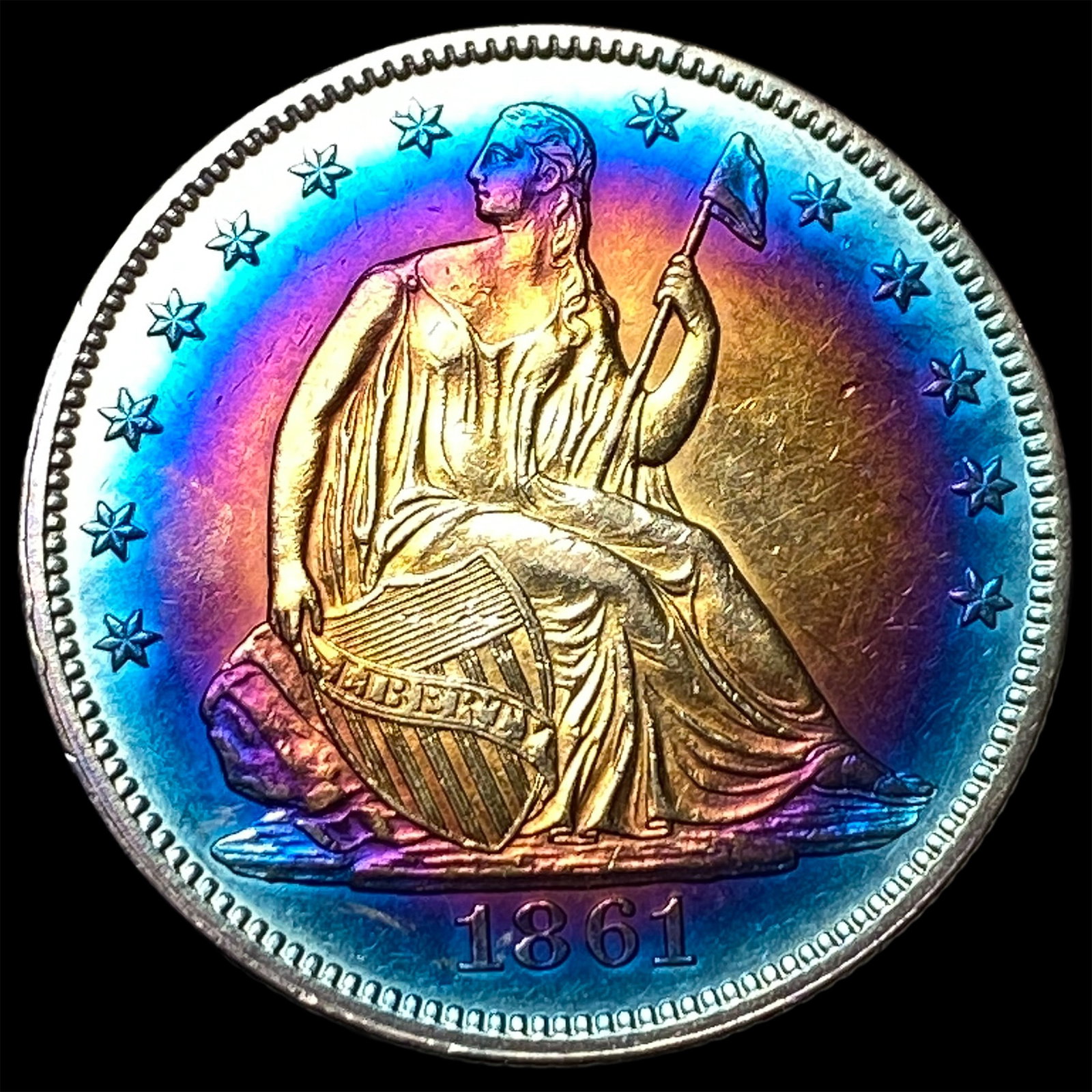 1861 Silver Seated Liberty Half Dollar UNCIRCULATED: 1861 Silver Seated Liberty Half Dollar UNCIRCULATED