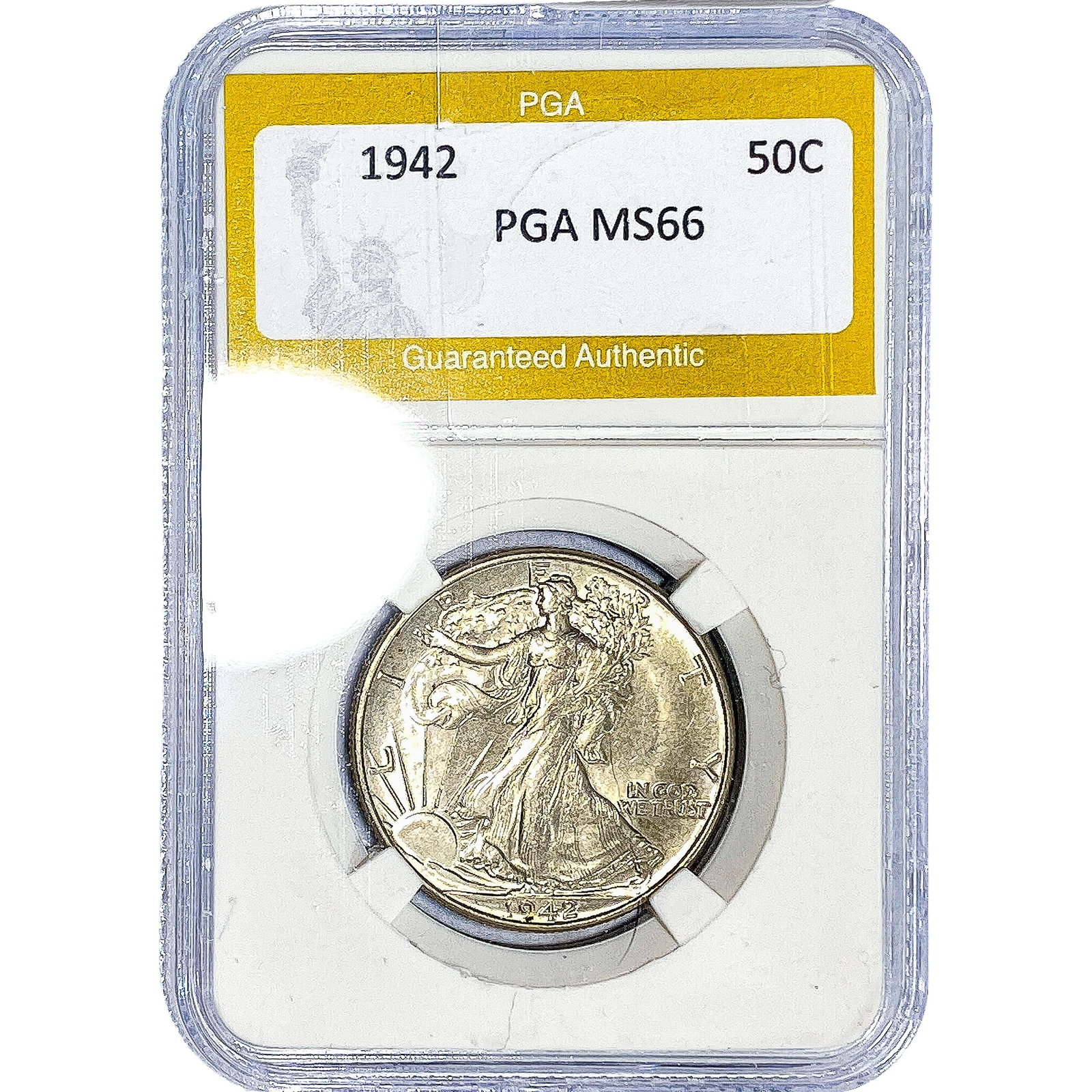 1942 Walking Liberty Half Dollar PGA MS66: 1942 Walking Liberty Half Dollar PGA MS66
