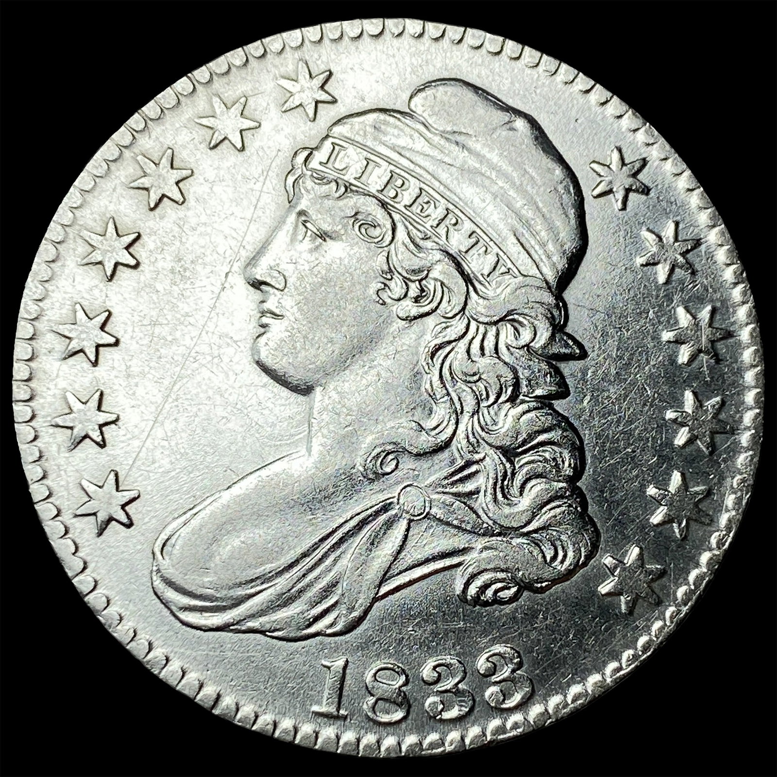 1833 Silver Capped Bust Half Dollar CHOICE AU: 1833 Silver Capped Bust Half Dollar CHOICE AU