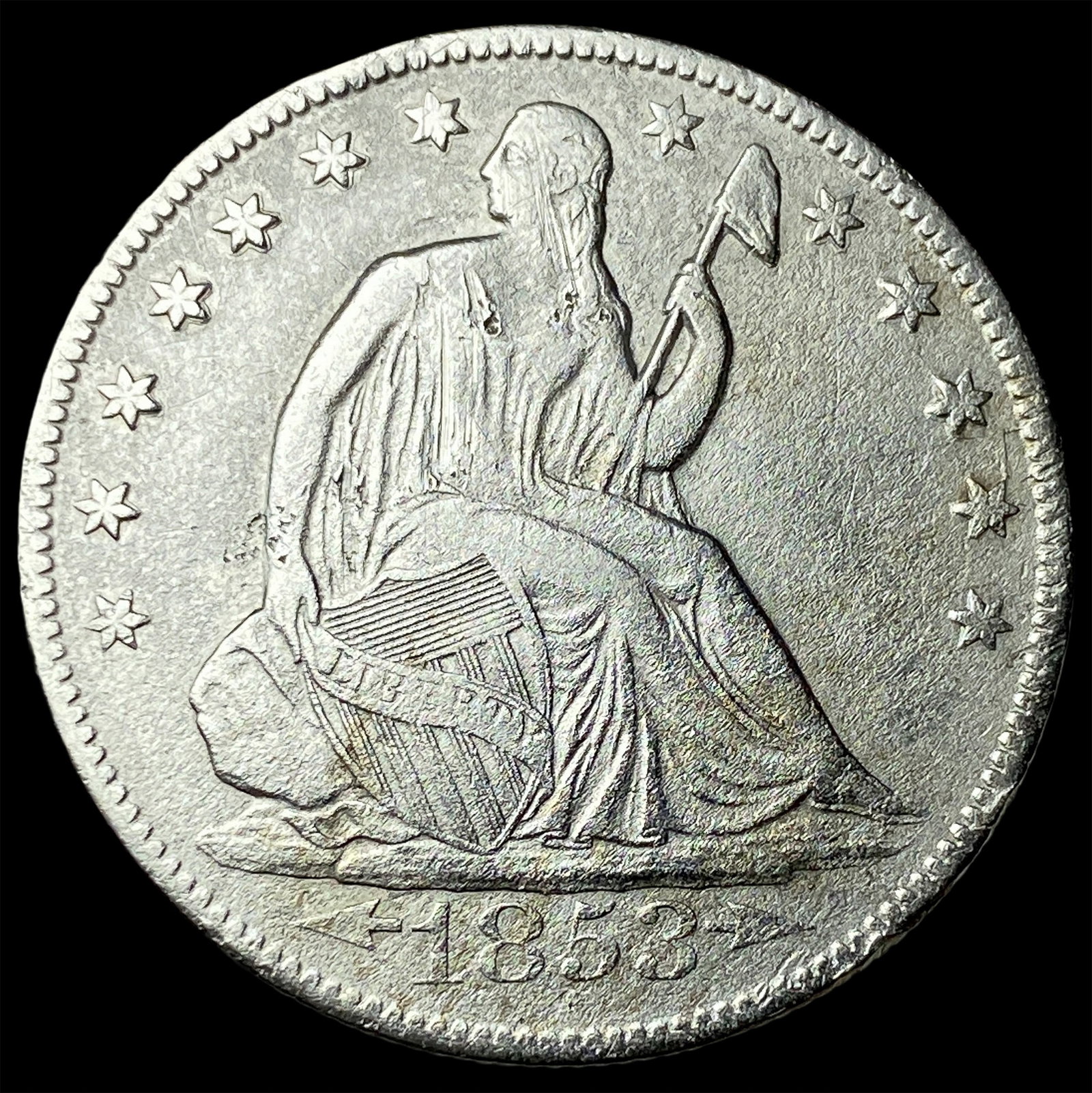 1853-O Arrows/Rays Silver Half Dollar CHOICE AU: 1853-O Arrows/Rays Silver Half Dollar CHOICE AU
