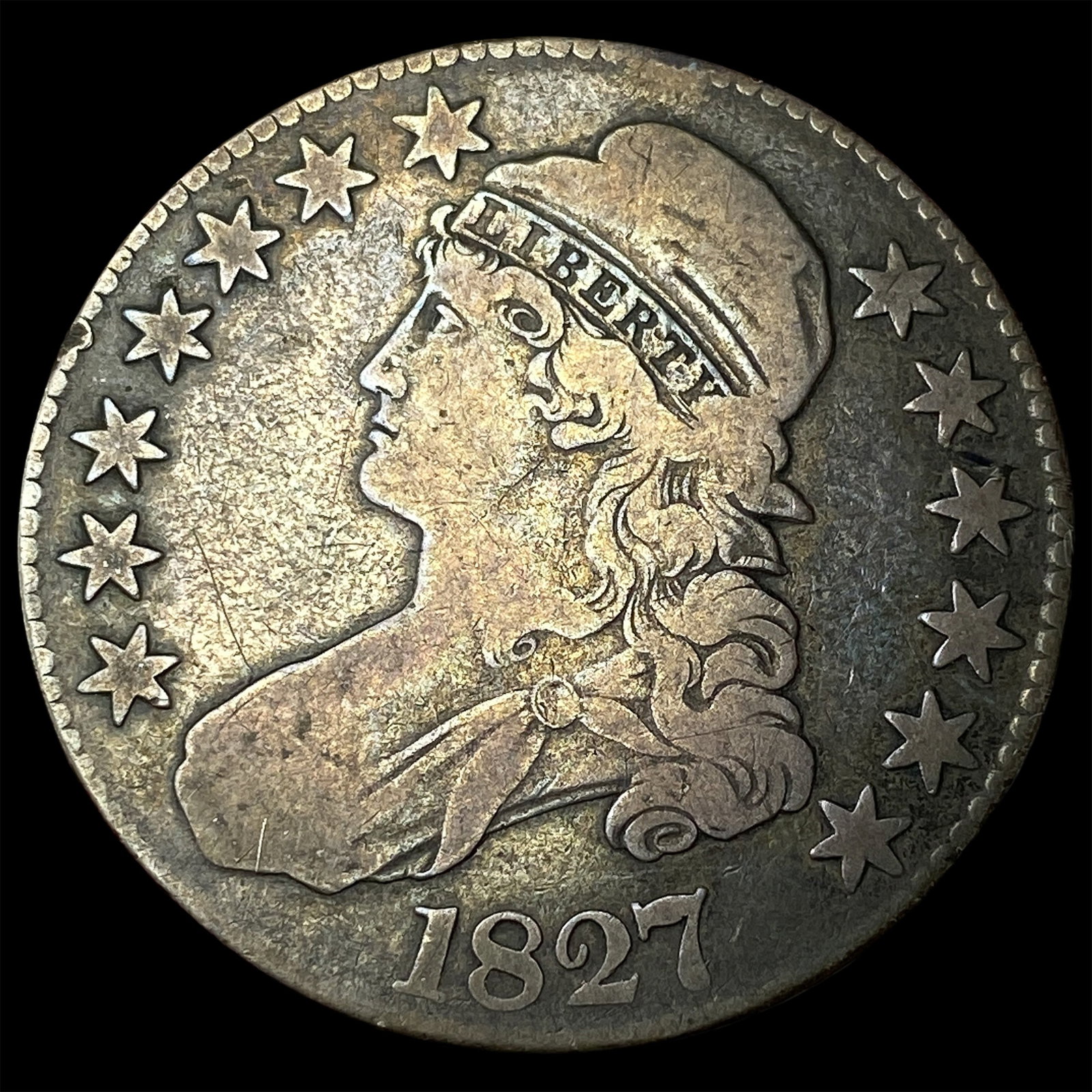 1827 Capped Bust Half Dollar ABOUT UNCIRCULATED: 1827 Capped Bust Half Dollar ABOUT UNCIRCULATED