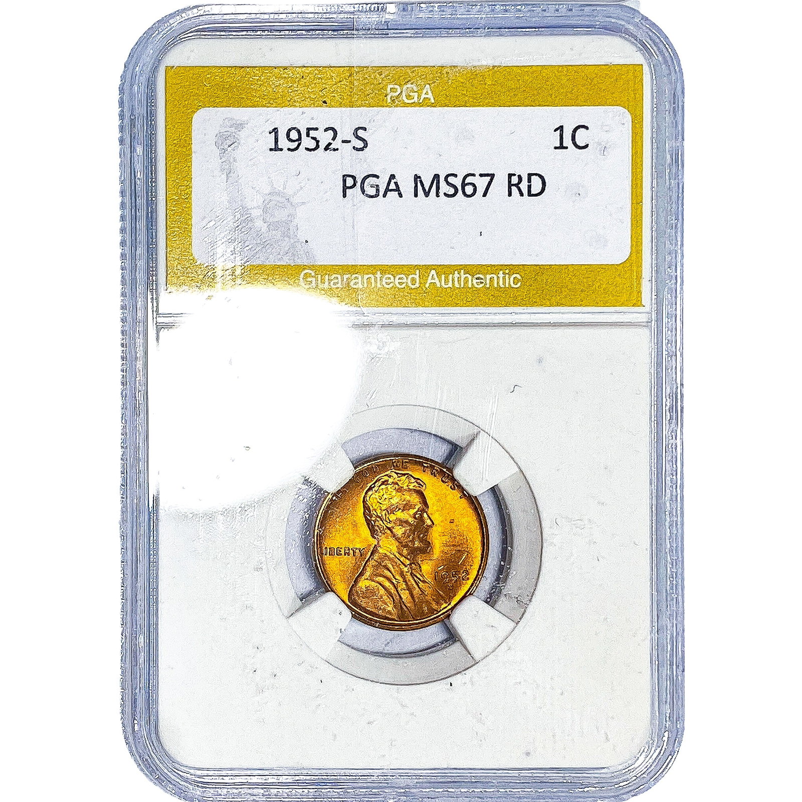 1952-S Wheat Cent PGA MS67 RD: 1952-S Wheat Cent PGA MS67 RD