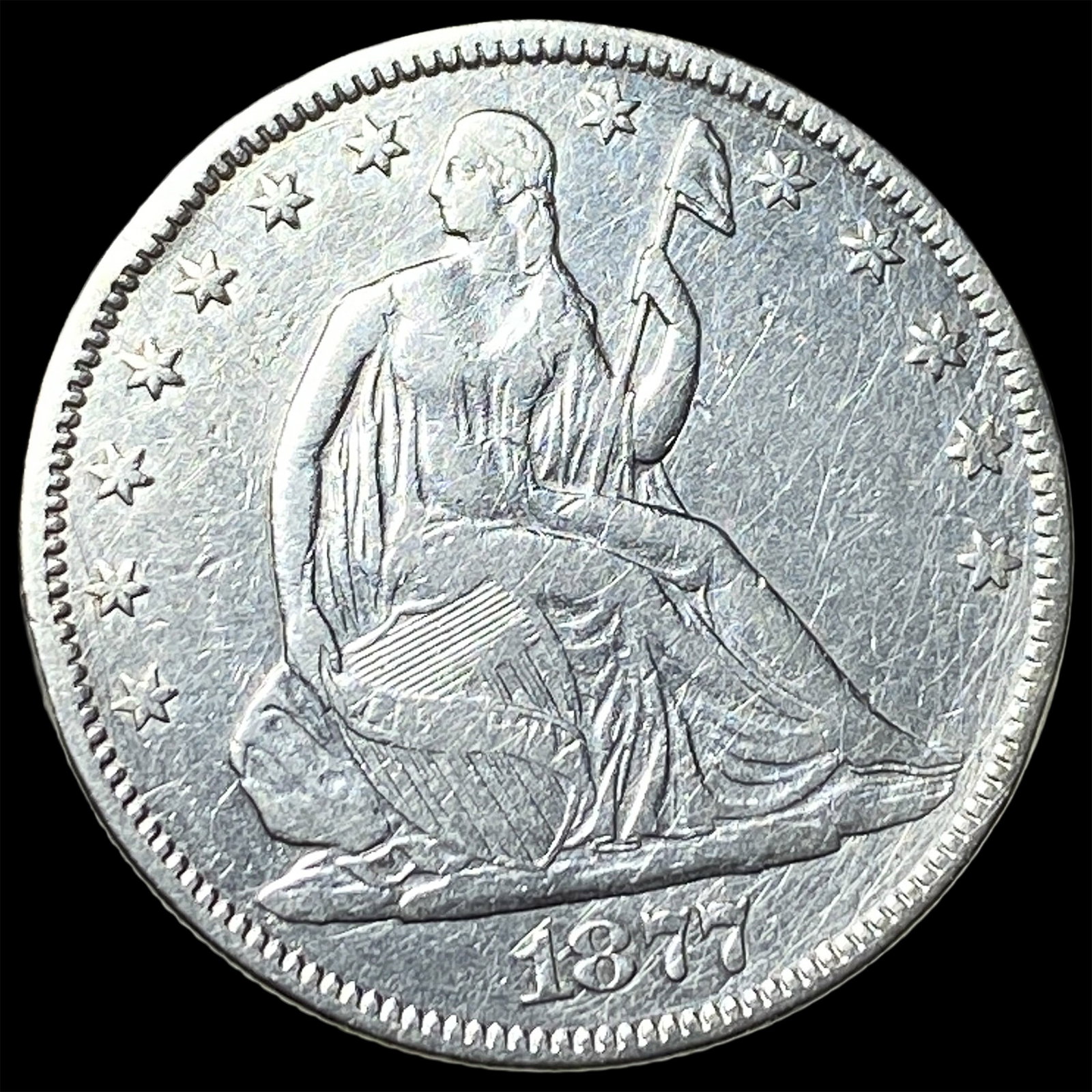 1877 Seated Liberty Half Dollar CLOSELY UNCIRCULATED: 1877 Seated Liberty Half Dollar CLOSELY UNCIRCULATED