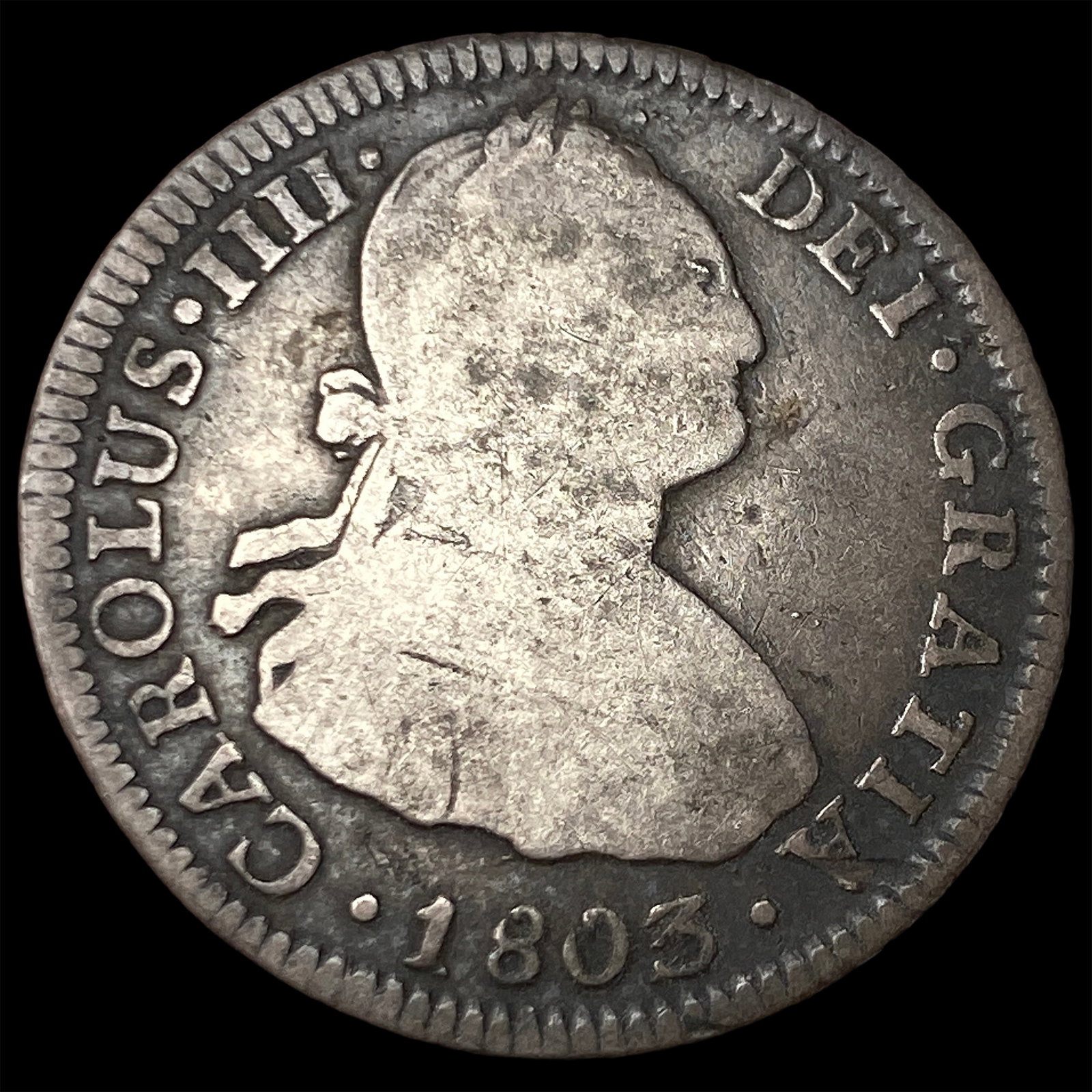 1803/2-PJ Bolivia Charles IV Silver 2 Reales: 1803/2-PJ Bolivia Charles IV Silver 2 Reales
