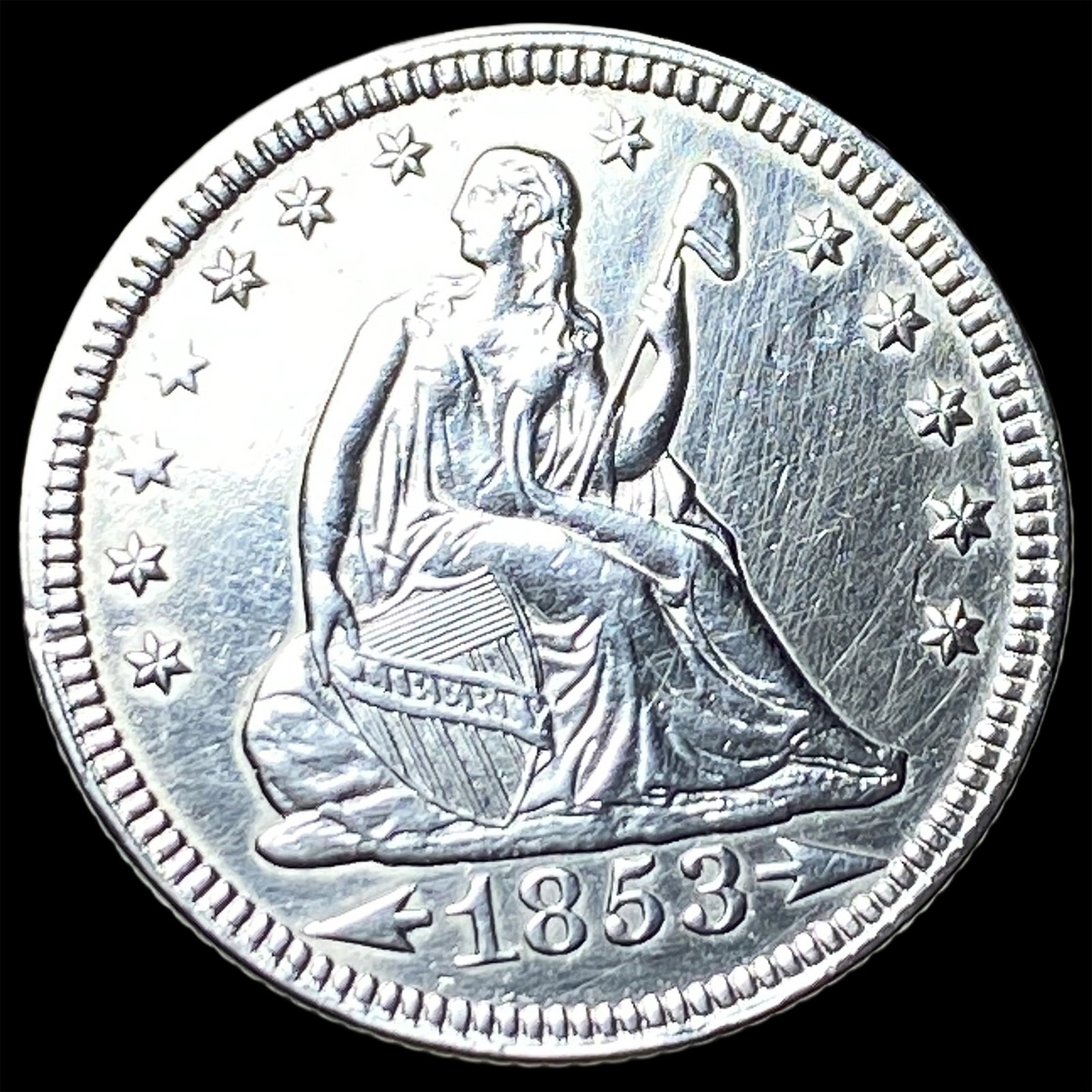 1853 Arrows/Rays Seated Liberty Quarter UNCIRCULATED: 1853 Arrows/Rays Seated Liberty Quarter UNCIRCULATED