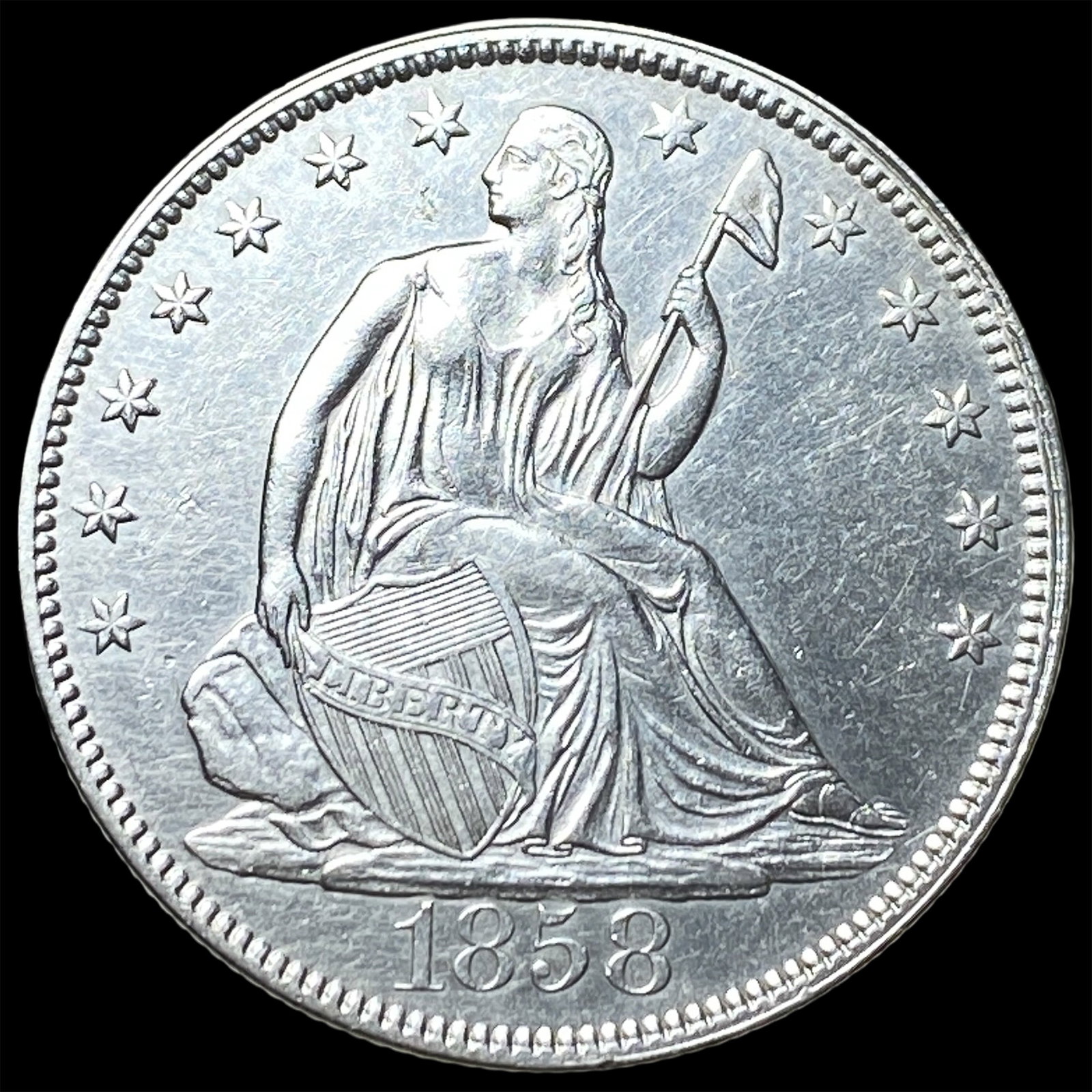 1858 Seated Liberty Half Dollar UNCIRCULATED (1 of 2)