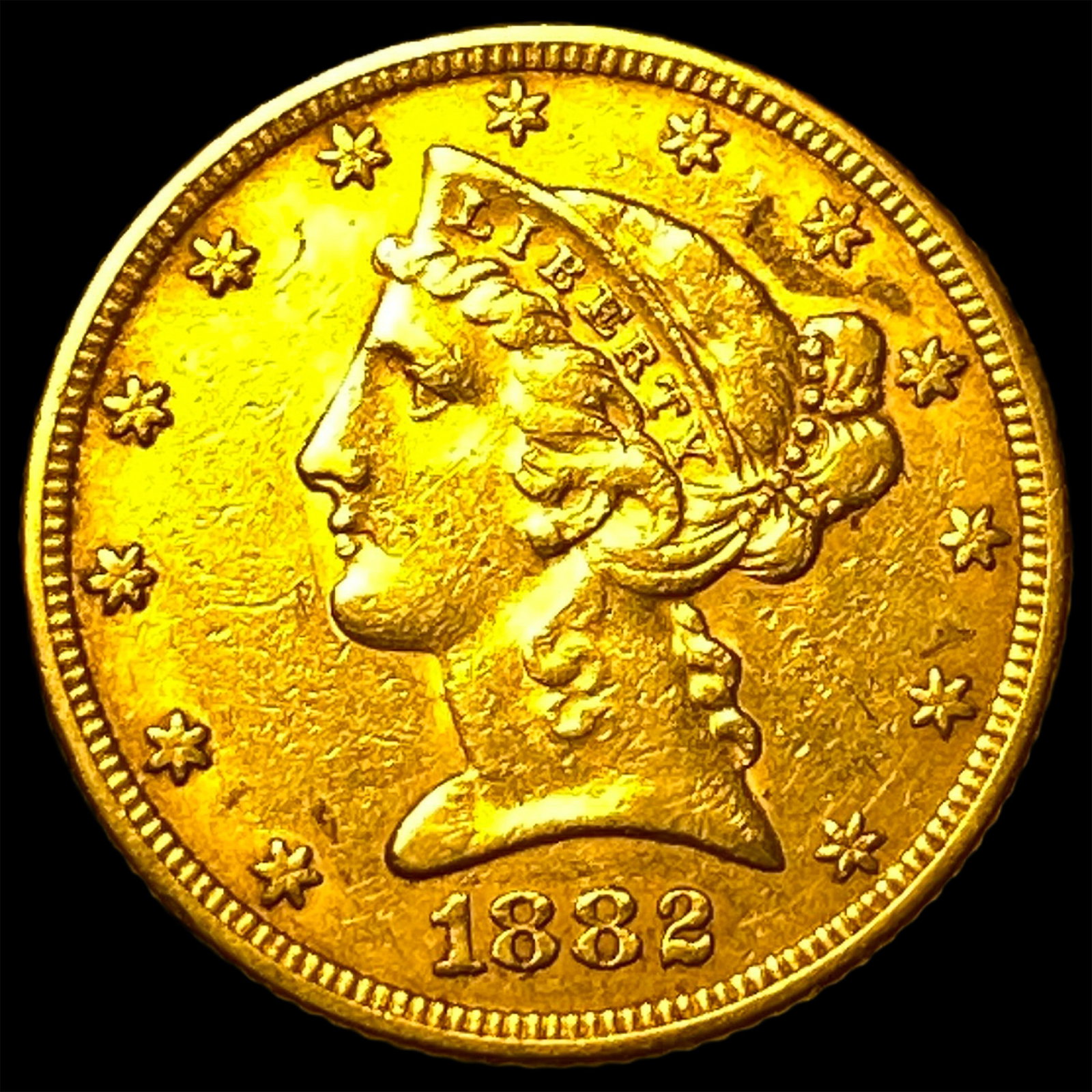 1882 Liberty Head Half Eagle $5 Gold CHOICE AU: 1882 Liberty Head Half Eagle $5 Gold CHOICE AU