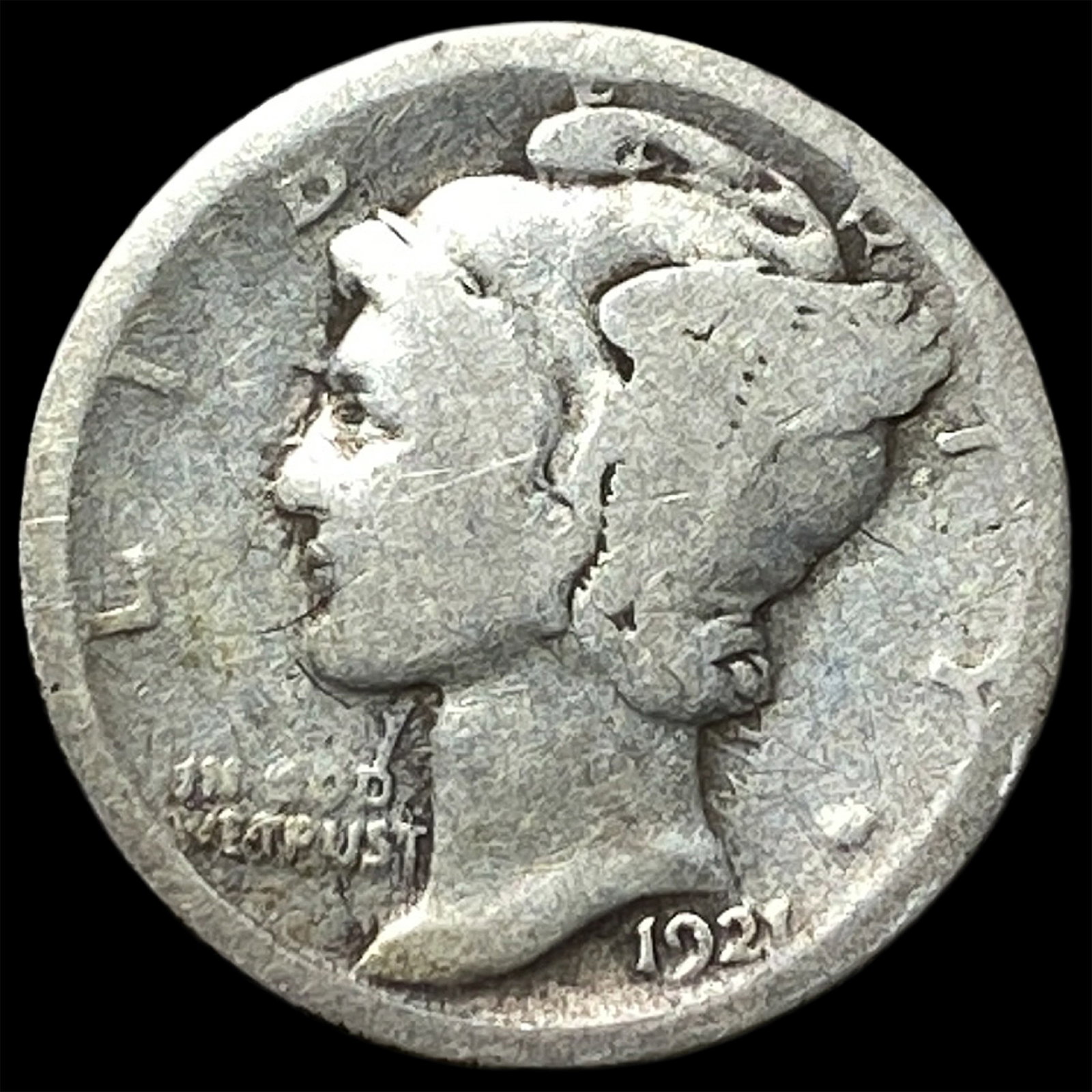1921 Silver Mercury Dime LIGHTLY CIRCULATED: 1921 Silver Mercury Dime LIGHTLY CIRCULATED
