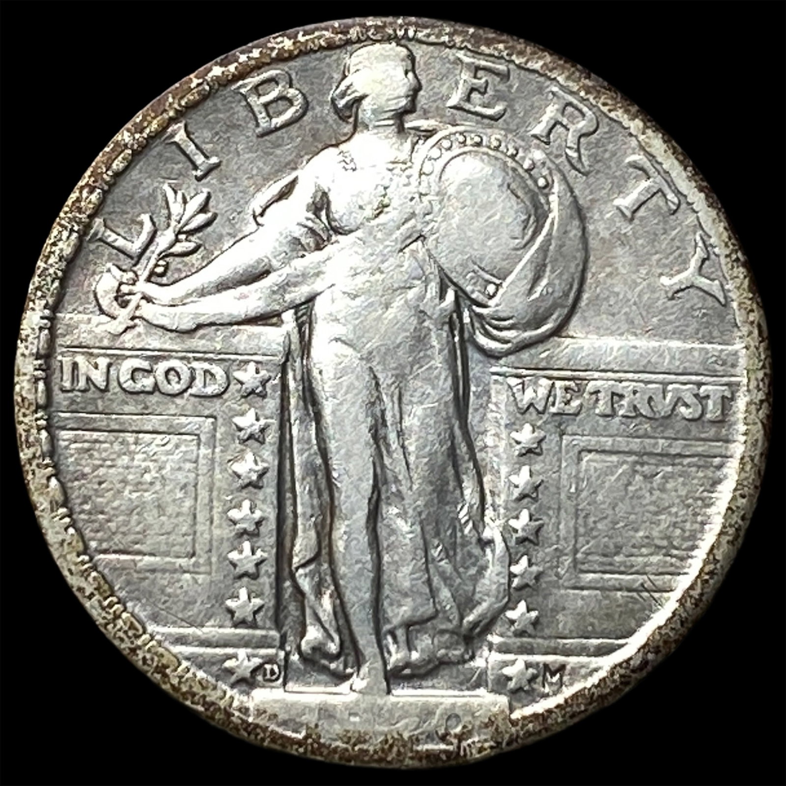 1920-D Silver Standing Liberty Quarter NEARLY UNCIRCULATED: 1920-D Silver Standing Liberty Quarter NEARLY UNCIRCULATED